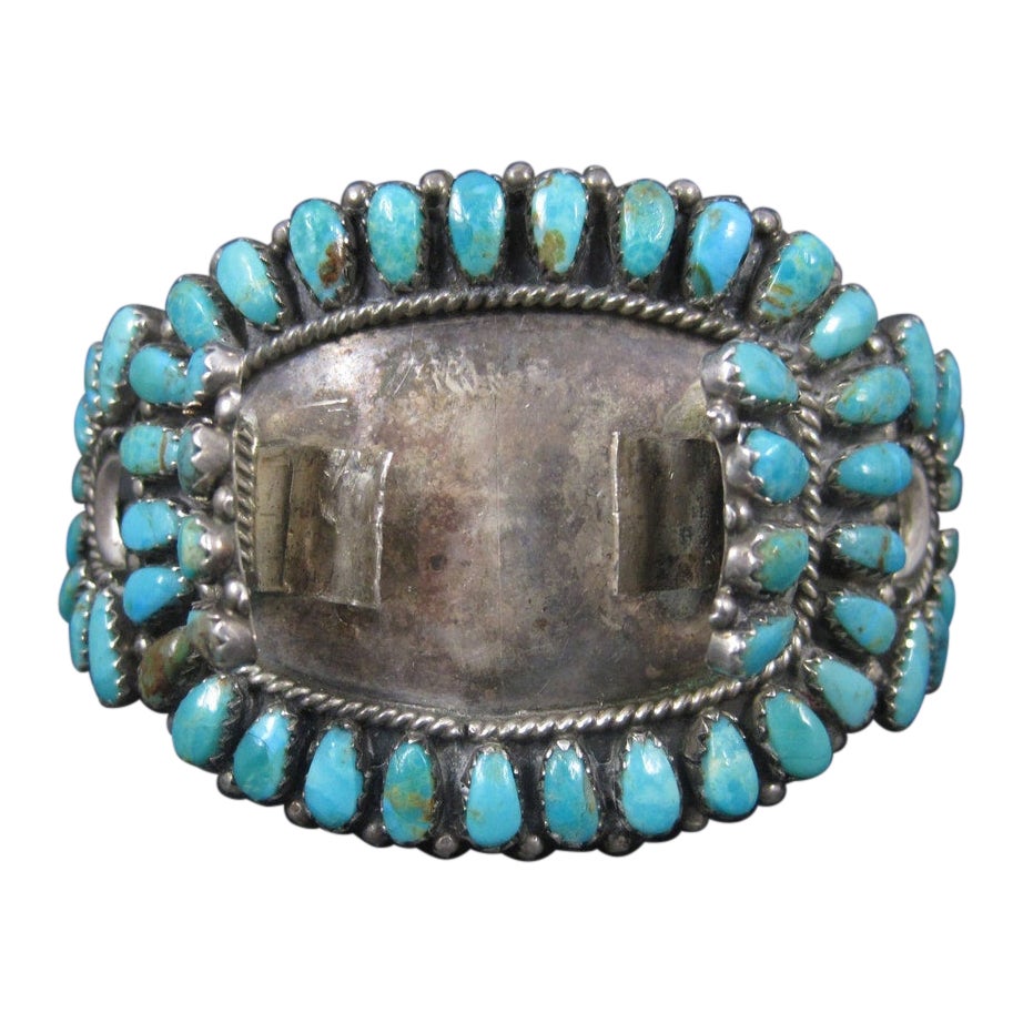 Zuni Petit Point Türkis-Uhrband-Manschettenarmband, Vintage im Angebot