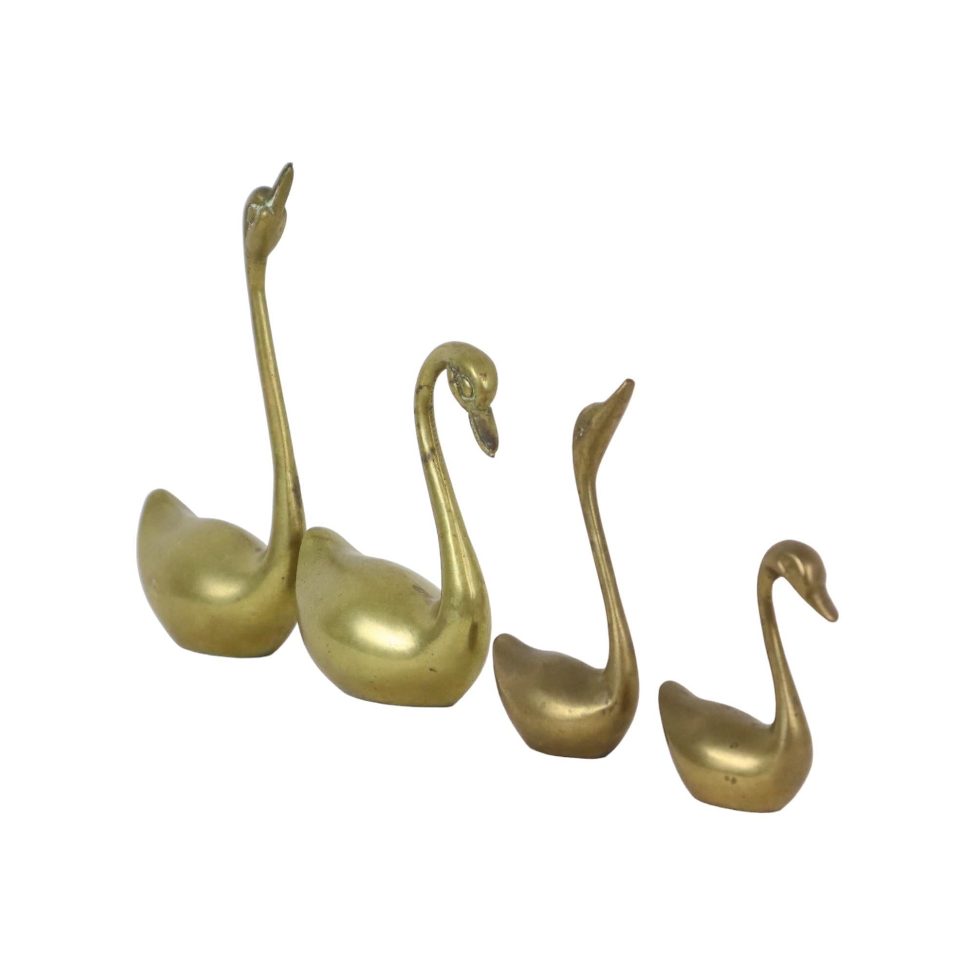 Vintage Zwanen Messing Koper Set van 4 MTC Brass in vendita 6