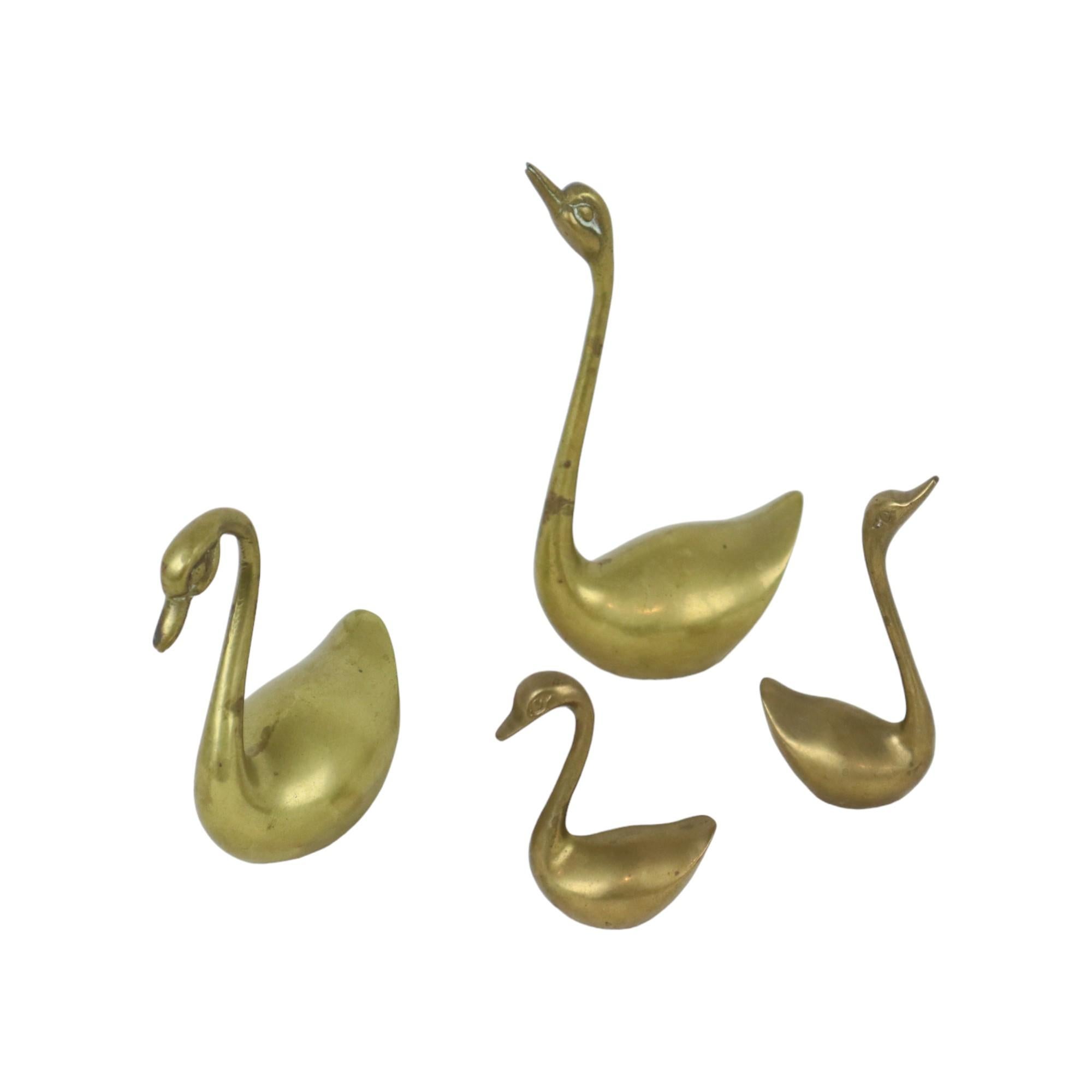 Vintage Zwanen Messing Koper Set van 4 MTC Brass In condizioni buone in vendita a Poperinge, BE