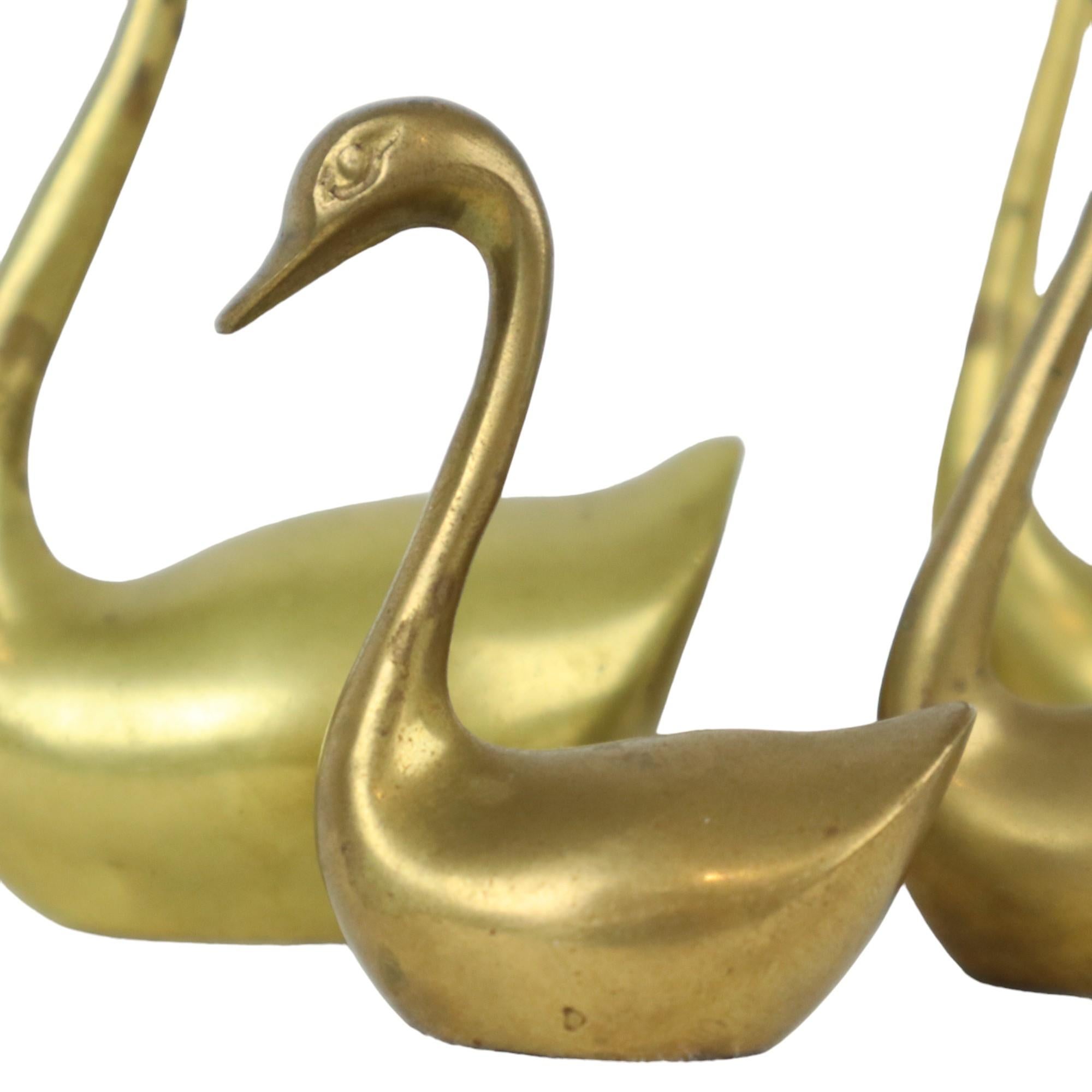 Vintage Zwanen Messing Koper Set van 4 MTC Brass in vendita 3