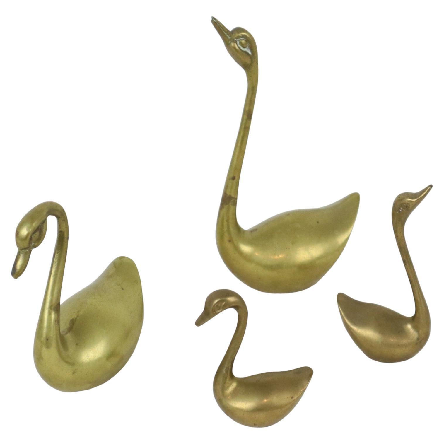 Vintage Zwanen Messing Koper Set van 4 MTC Brass