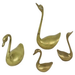 Vintage Zwanen Messing Koper Set van 4 MTC Brass