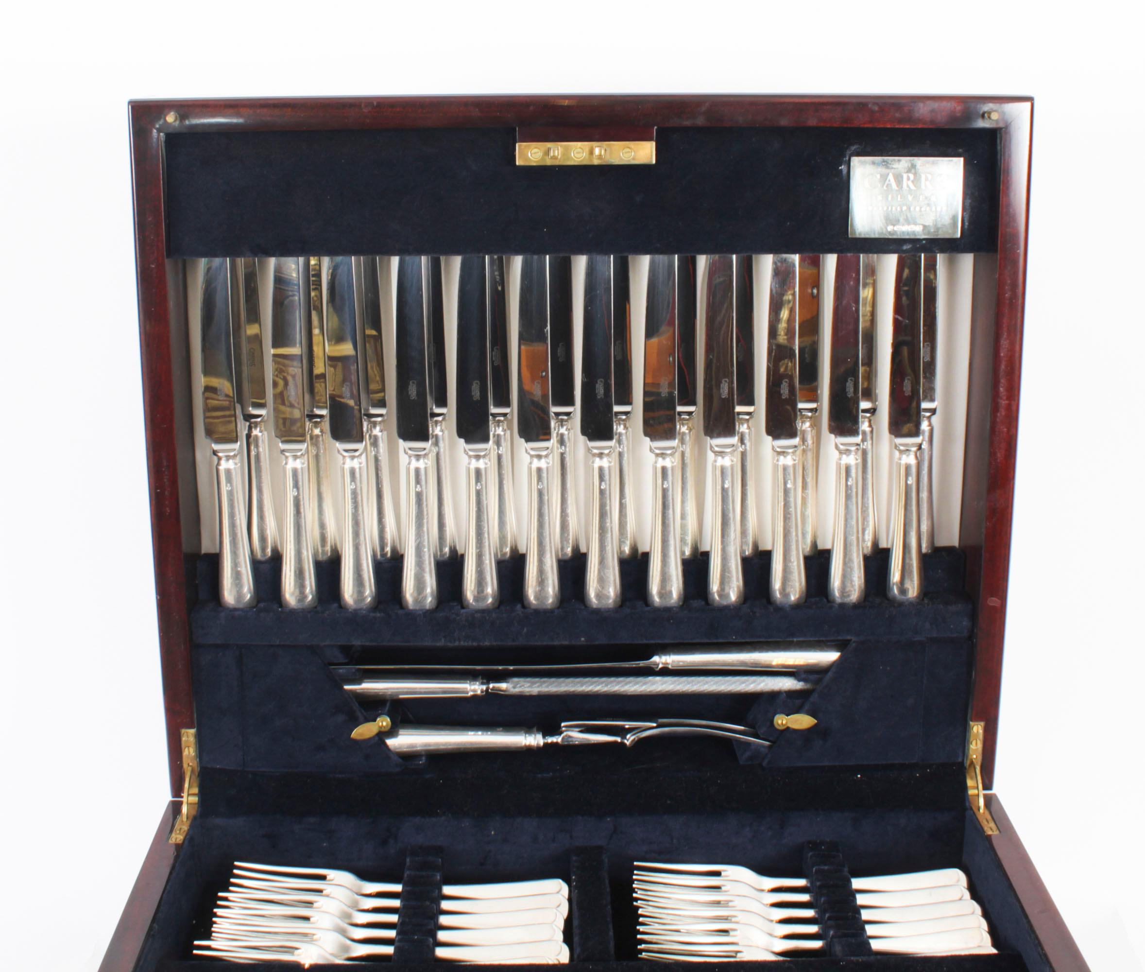Contemporary Vintage150 Piece Canteen-12 Place Sterling Silver Cutlery Set by Carrs 2004 For Sale