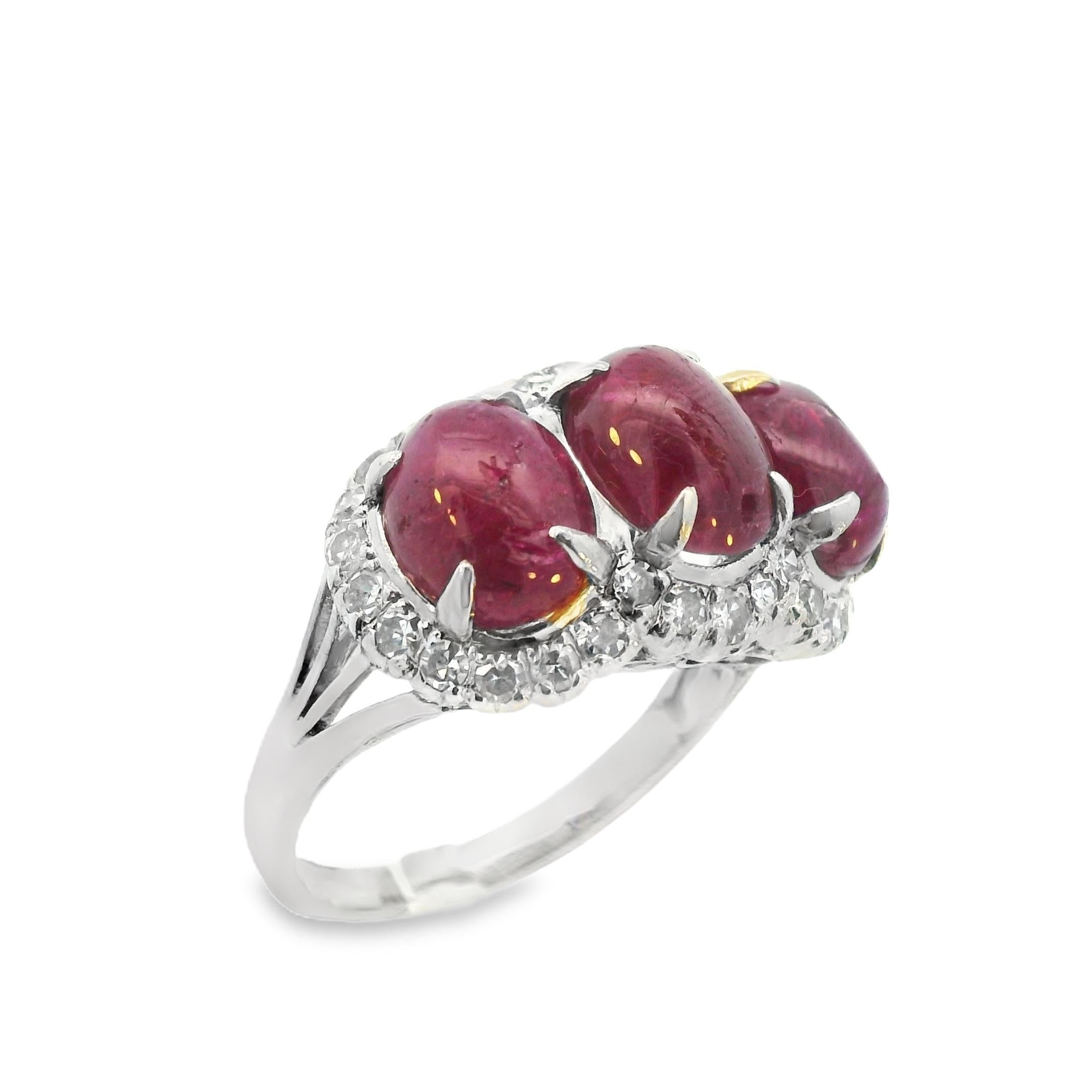 Women's Vintage18k White Gold Ruby & Diamond Ring (9.0+CT Ruby) For Sale