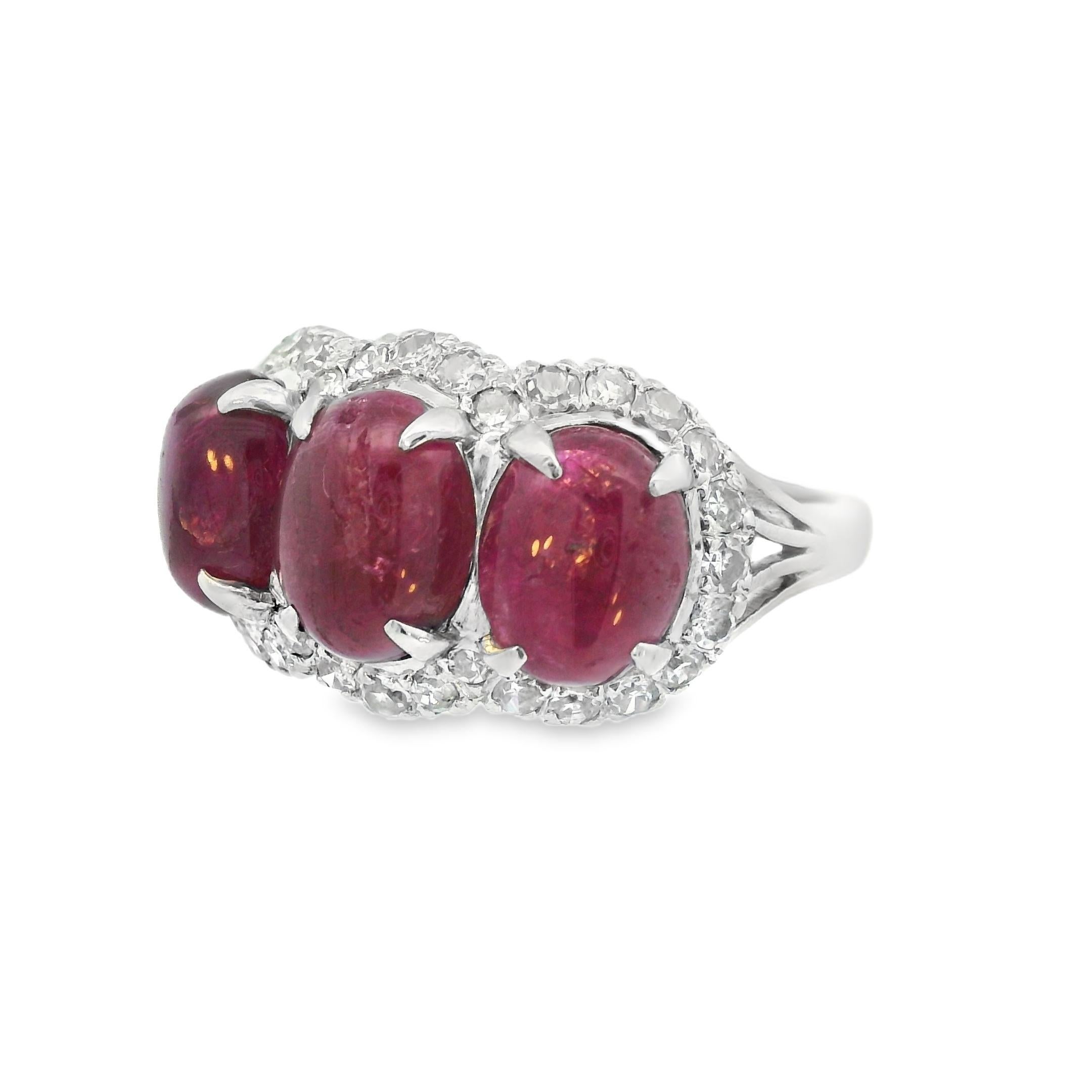 Vintage18k White Gold Ruby & Diamond Ring (9.0+CT Ruby) For Sale 1