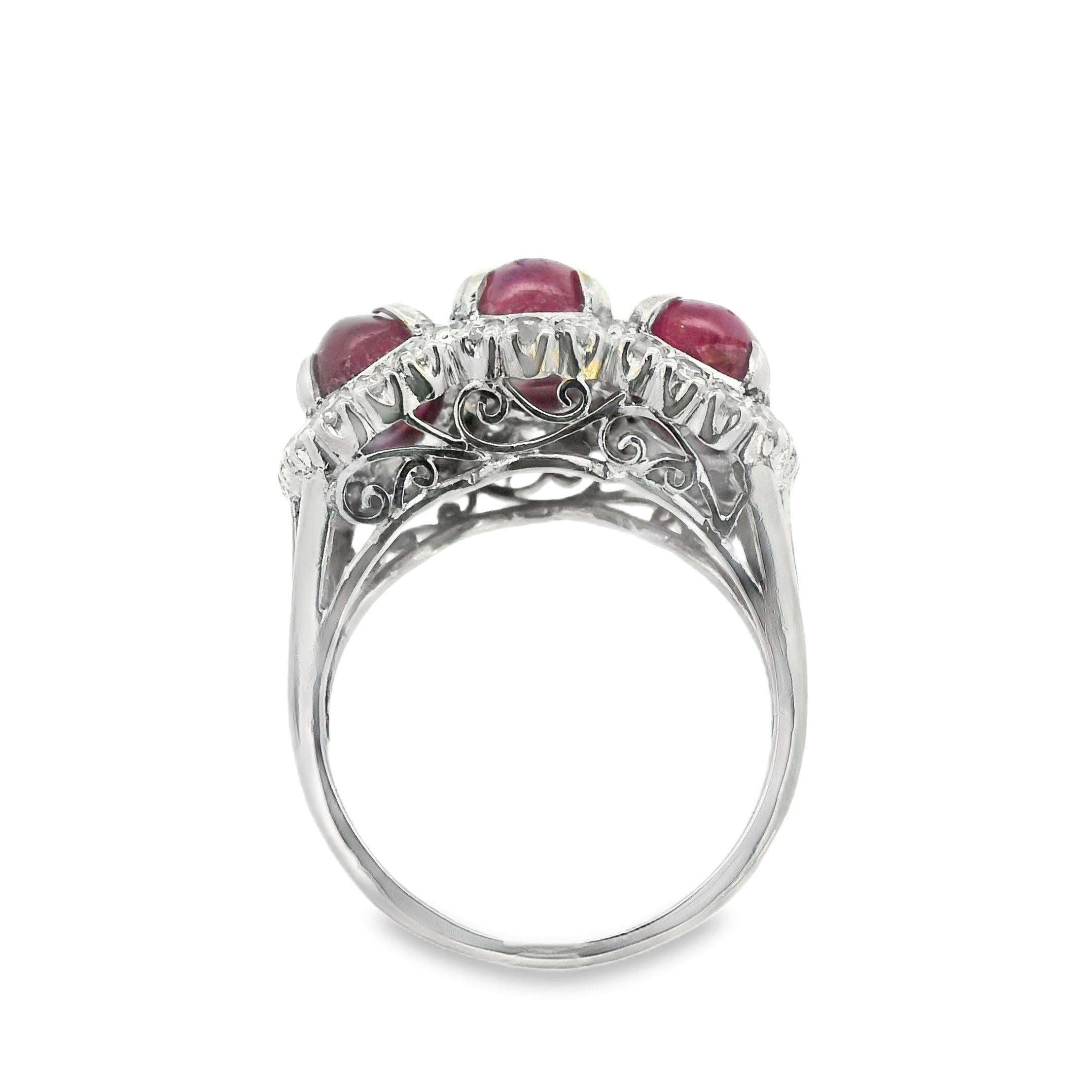 Vintage18k White Gold Ruby & Diamond Ring (9.0+CT Ruby) For Sale 3