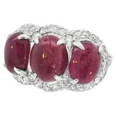 Bague vintage en or blanc 18 carats avec rubis et diamants (9,0+CT rubis)