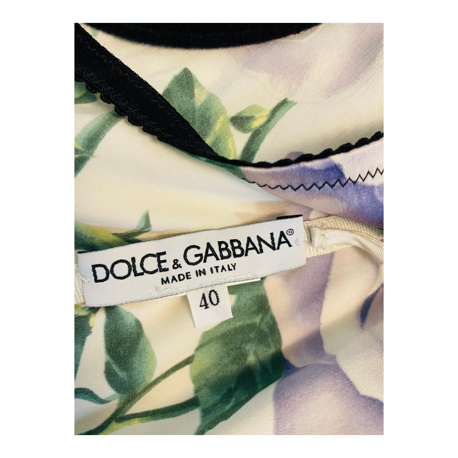 Vintage2000s Dolce + Gabbana Silk Satin Purple Roses Floral Print Corset Skirt For Sale 15