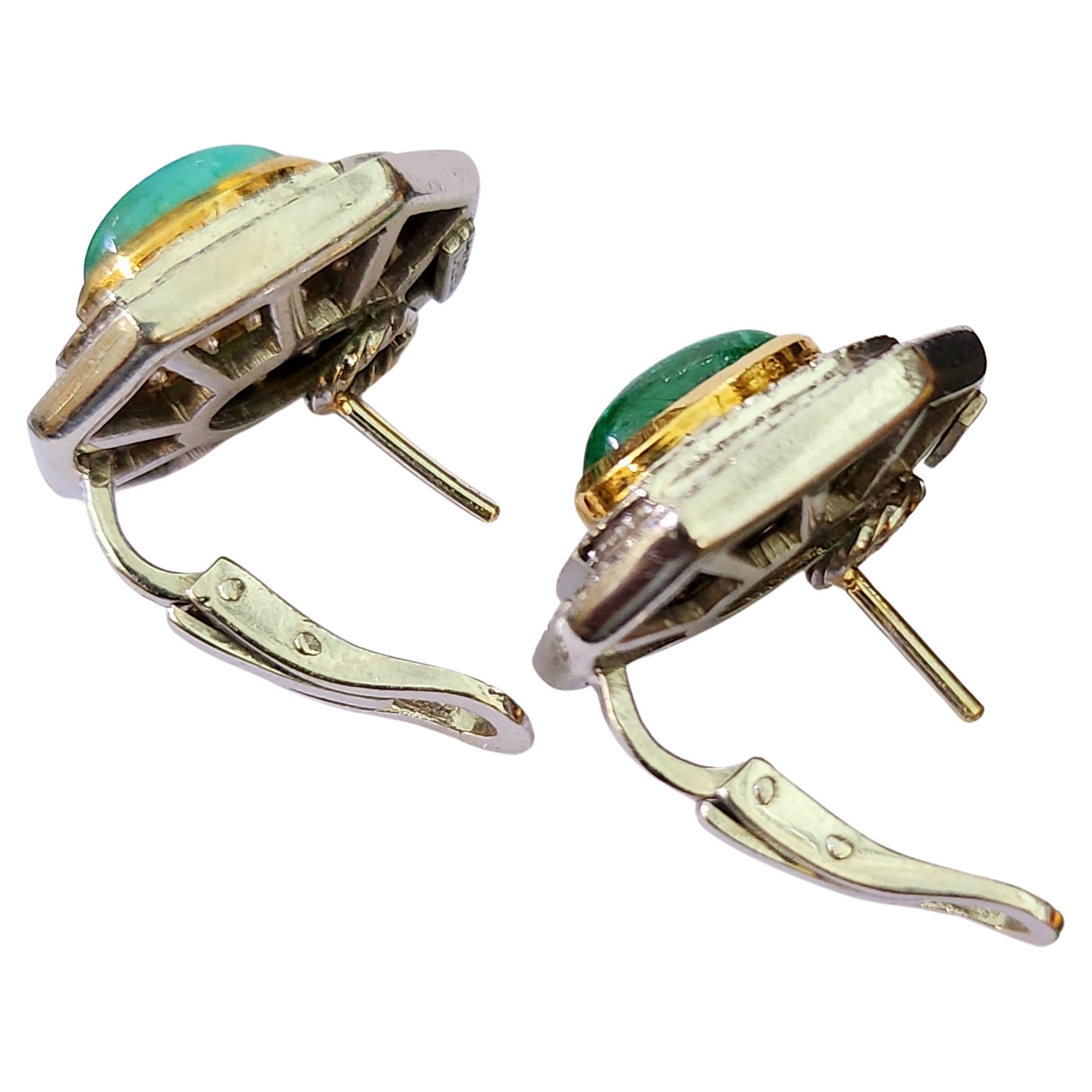 Vintage2,80 Karat Smaragd und 2,50 Karat Diamant Ohrringe im Angebot 1
