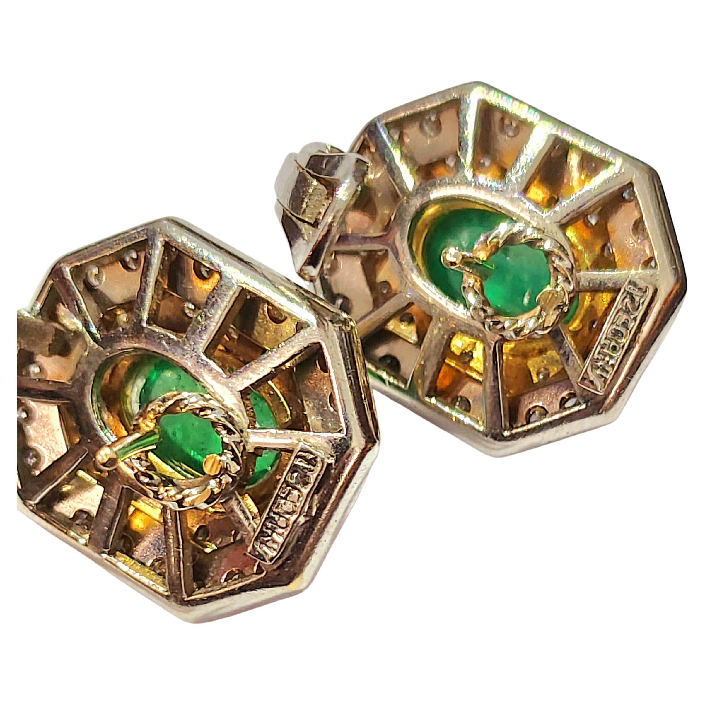 Vintage2,80 Karat Smaragd und 2,50 Karat Diamant Ohrringe im Angebot 2