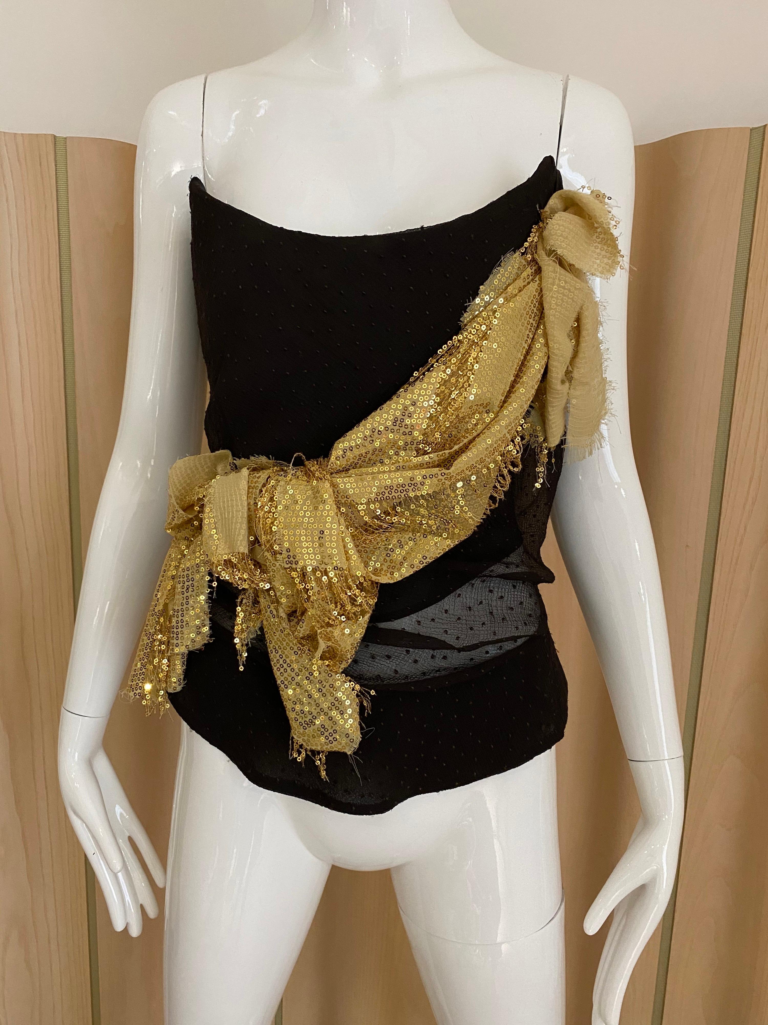 Vintagea  Vivienne Westwood Brown and Gold Silk Bustier 4