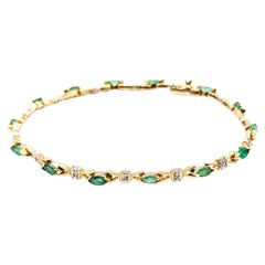 VintageBracciale con smeraldo e diamanti in 14 carati