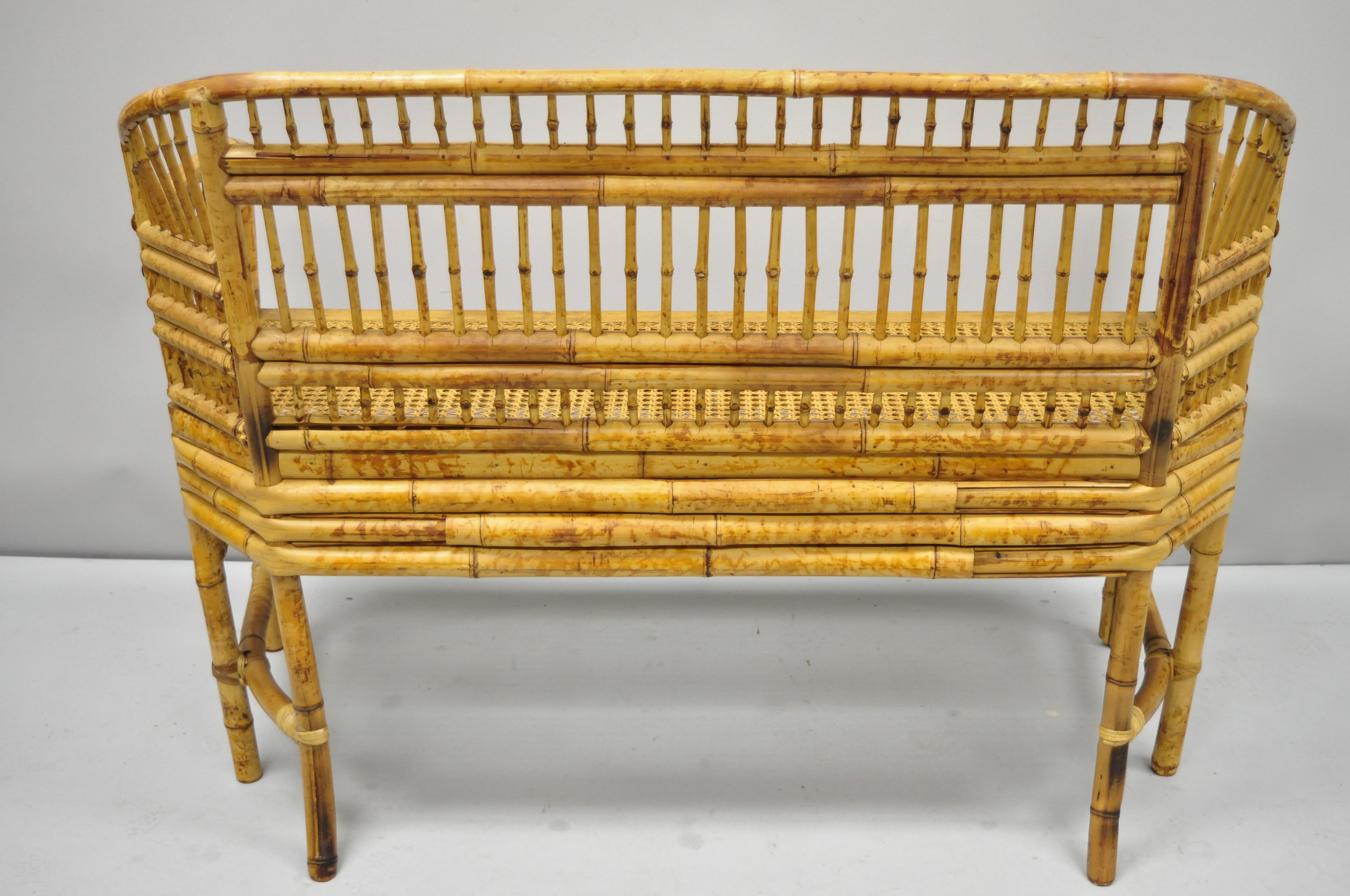 Brighton Pavilion Style Bamboo Rattan Settee Loveseat Chinese Chippendale 3