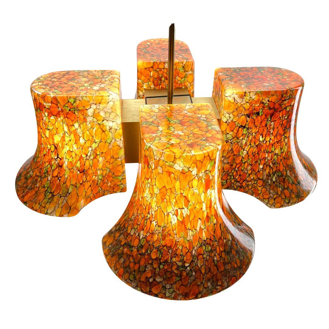 Hand-Crafted Vintage.Chandelier Multi-glass Colors,  Mosaic By Peill & Putzler For Sale