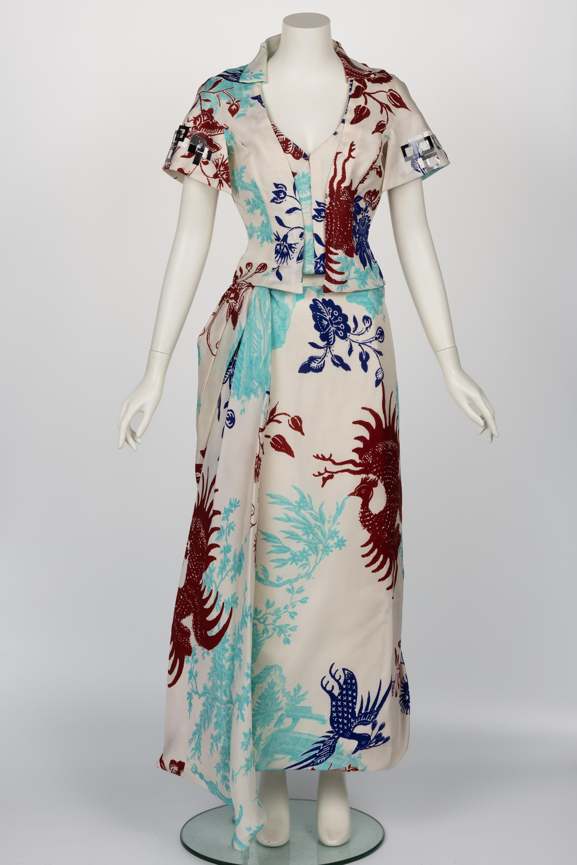 Vintage Christian Lacroix: top e maxi gonna in seta con stampa mitologica in vendita 10