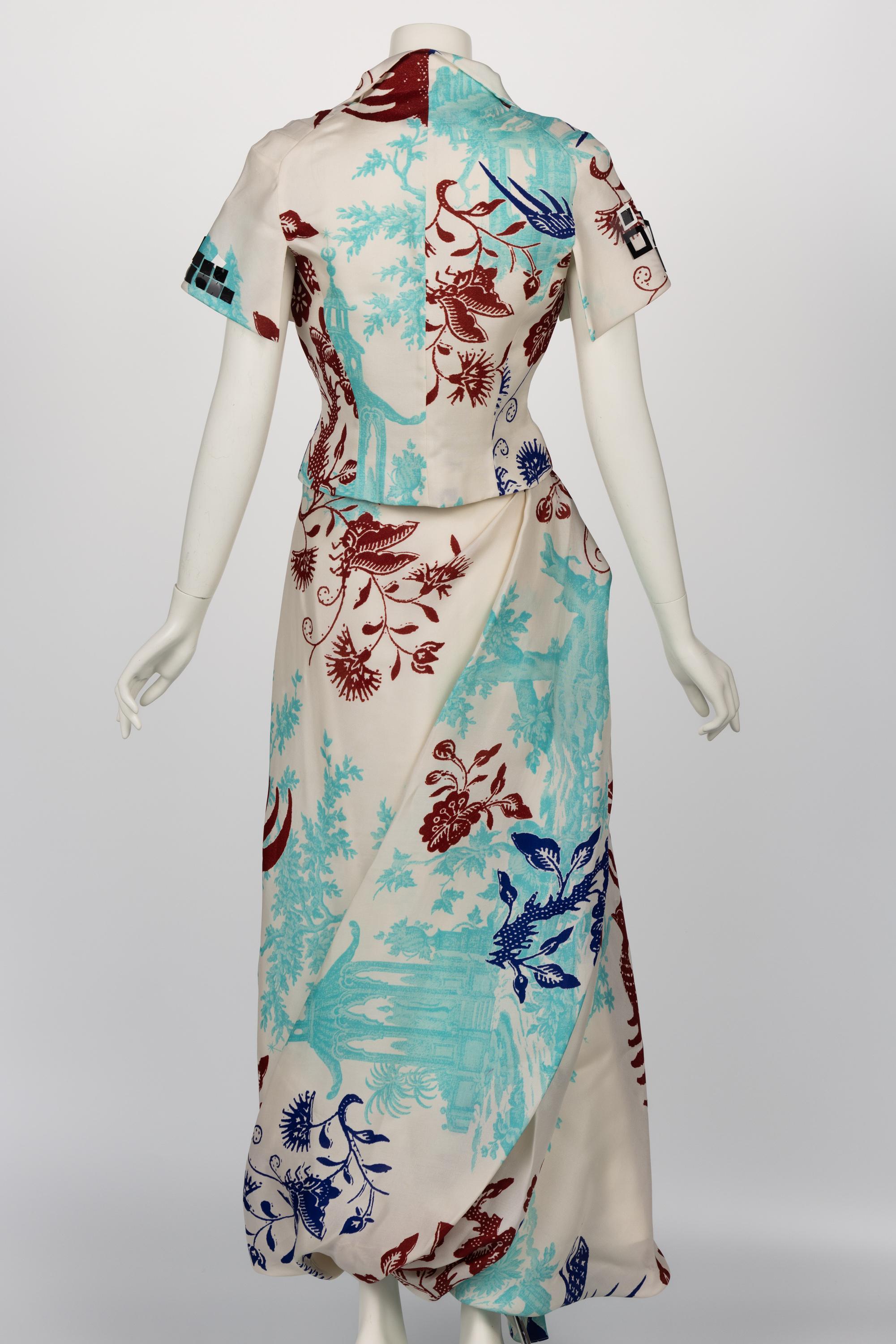Donna Vintage Christian Lacroix: top e maxi gonna in seta con stampa mitologica in vendita