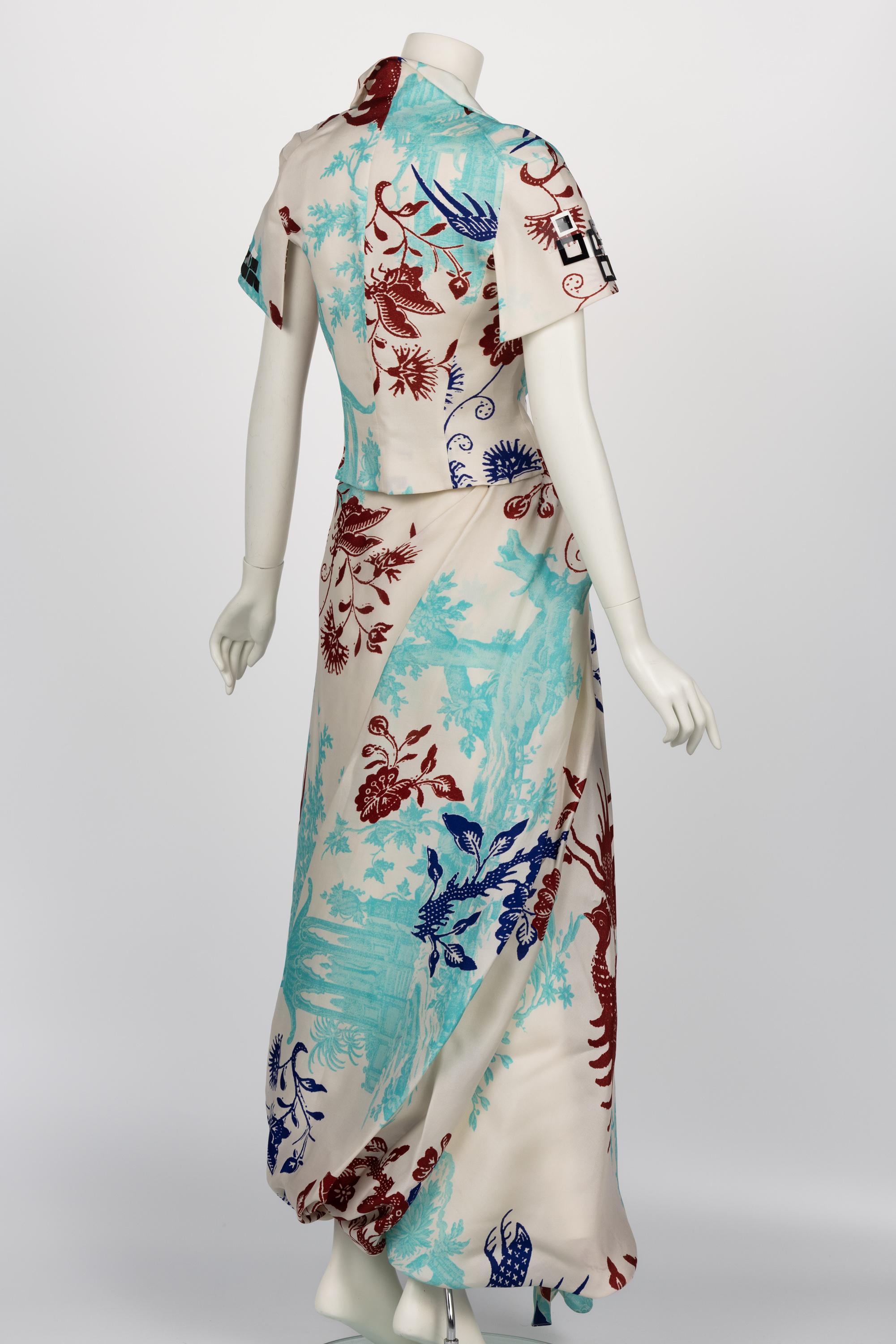 Vintage Christian Lacroix: top e maxi gonna in seta con stampa mitologica in vendita 1
