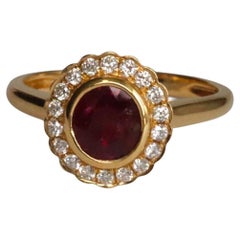Vintaged Style 0.82Ct Burma Unheated Ruby ring With Diamond