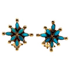 Vintaged Turquoise Star Rose Gold Earrings