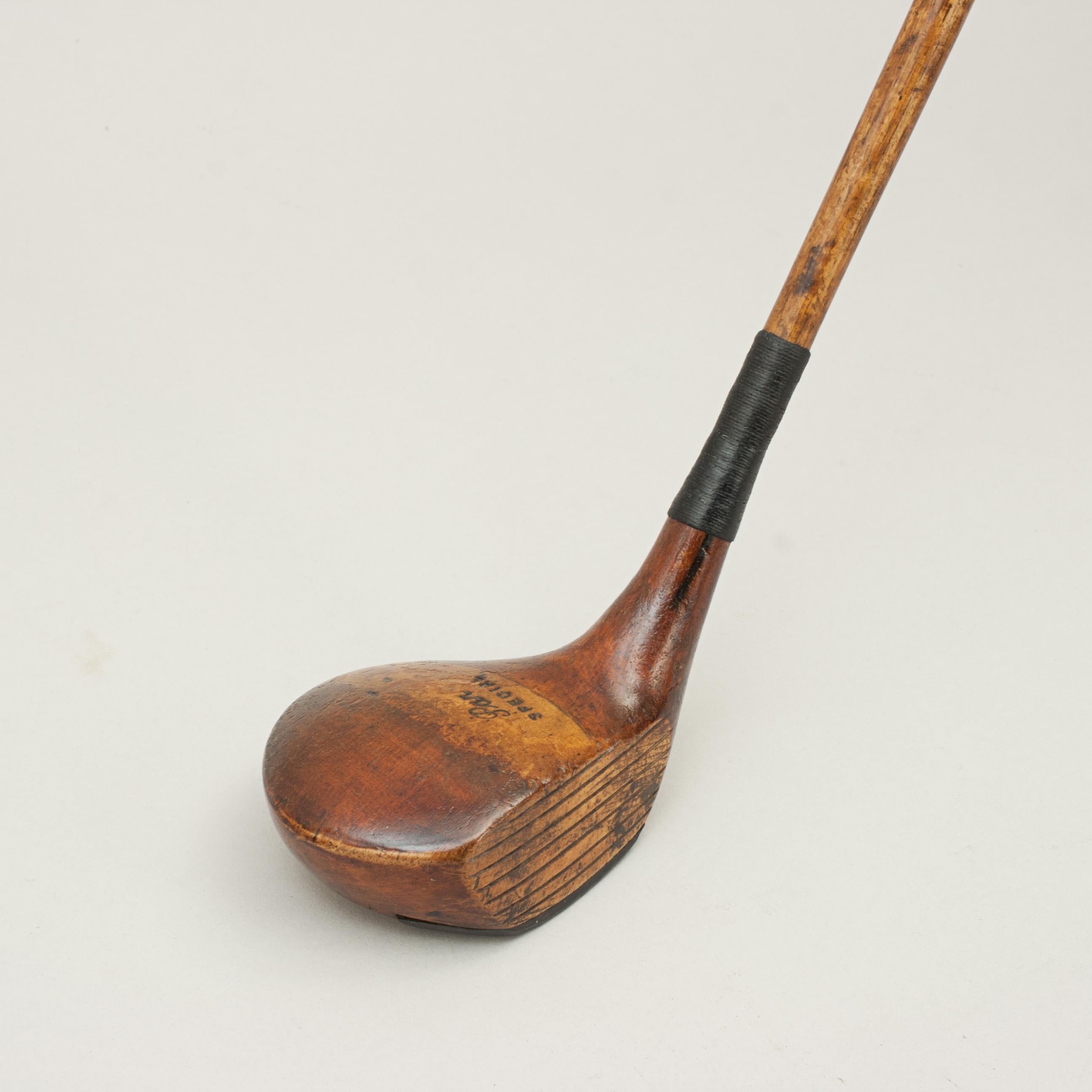 Wood Vintage Golf Club, Persimmon Head Driver with Hickory Shaft