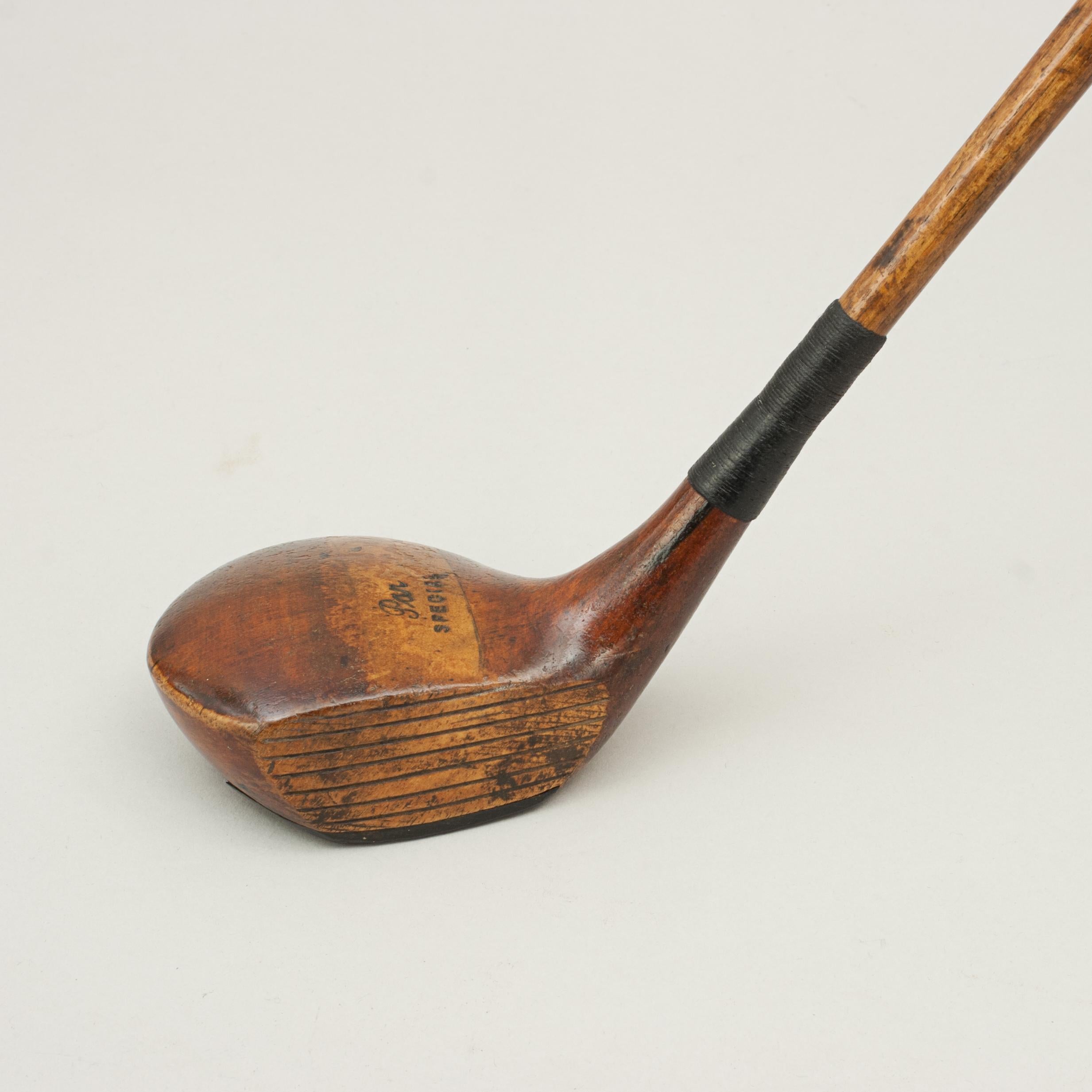 Early 20th Century Vintage Golf Club, Persimmon Head Driver with Hickory Shaft