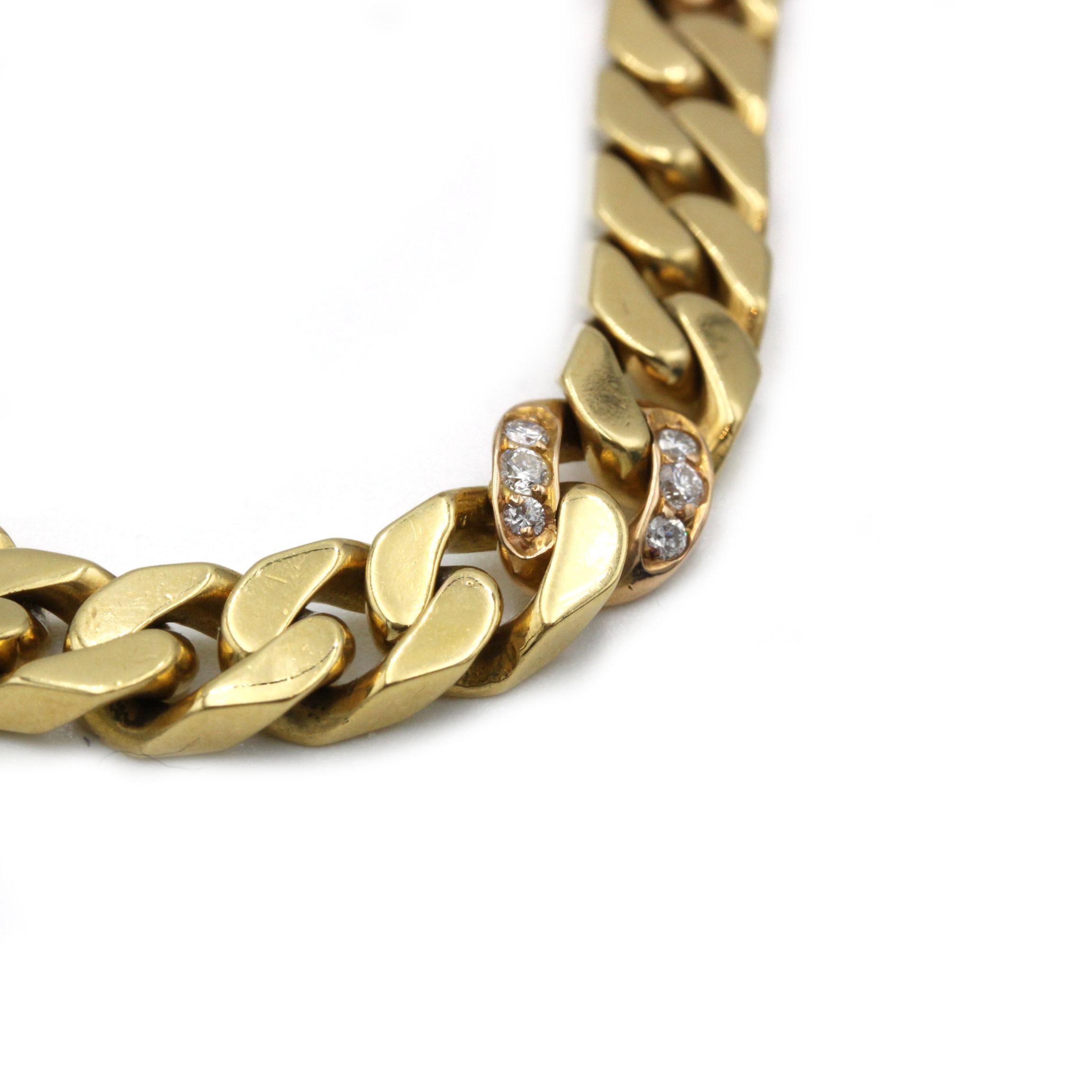 Retro Vintage‐Inspired 18K Yellow Gold Curb Link Diamond Bracelet – 0.60 carats For Sale