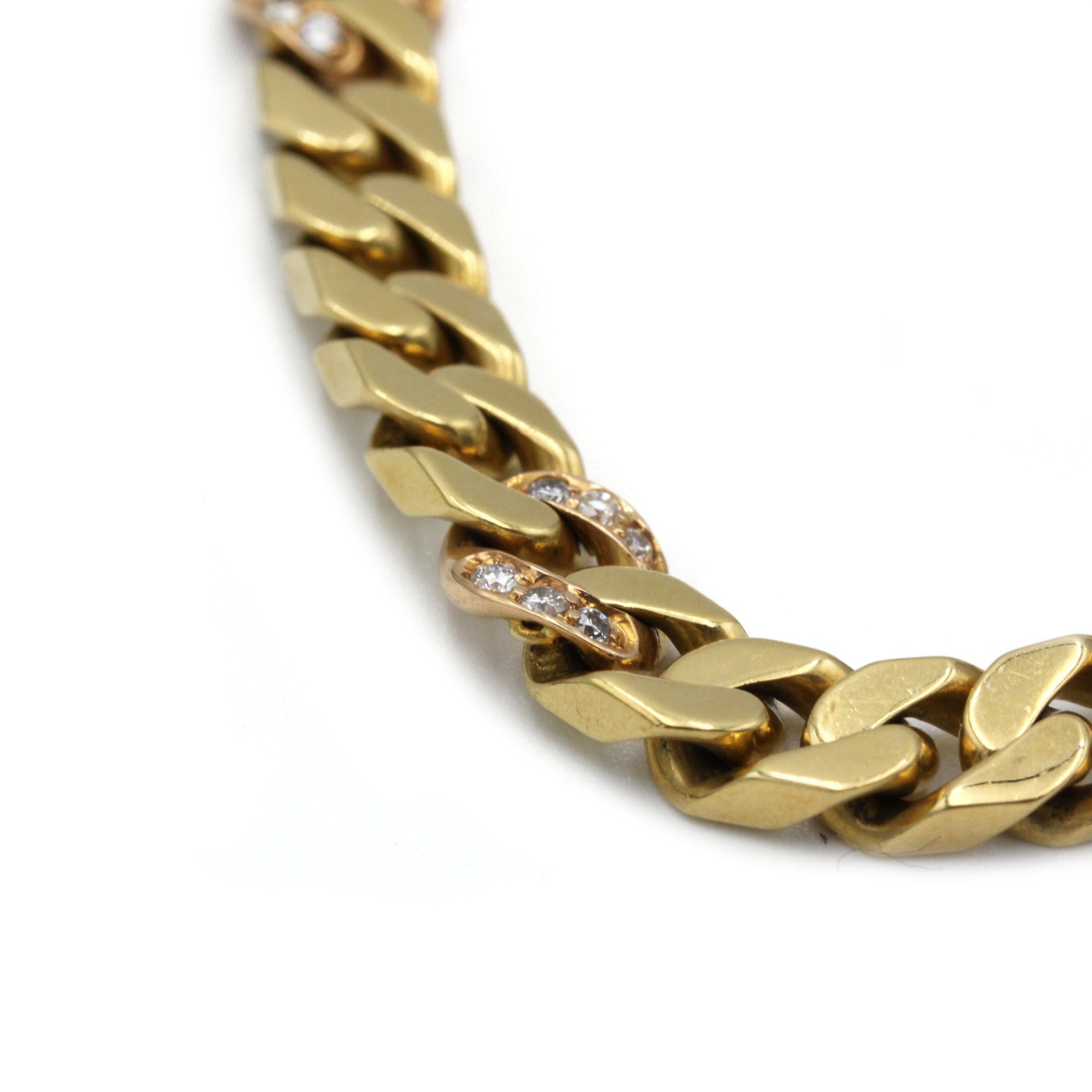 Women's Vintage‐Inspired 18K Yellow Gold Curb Link Diamond Bracelet – 0.60 carats For Sale