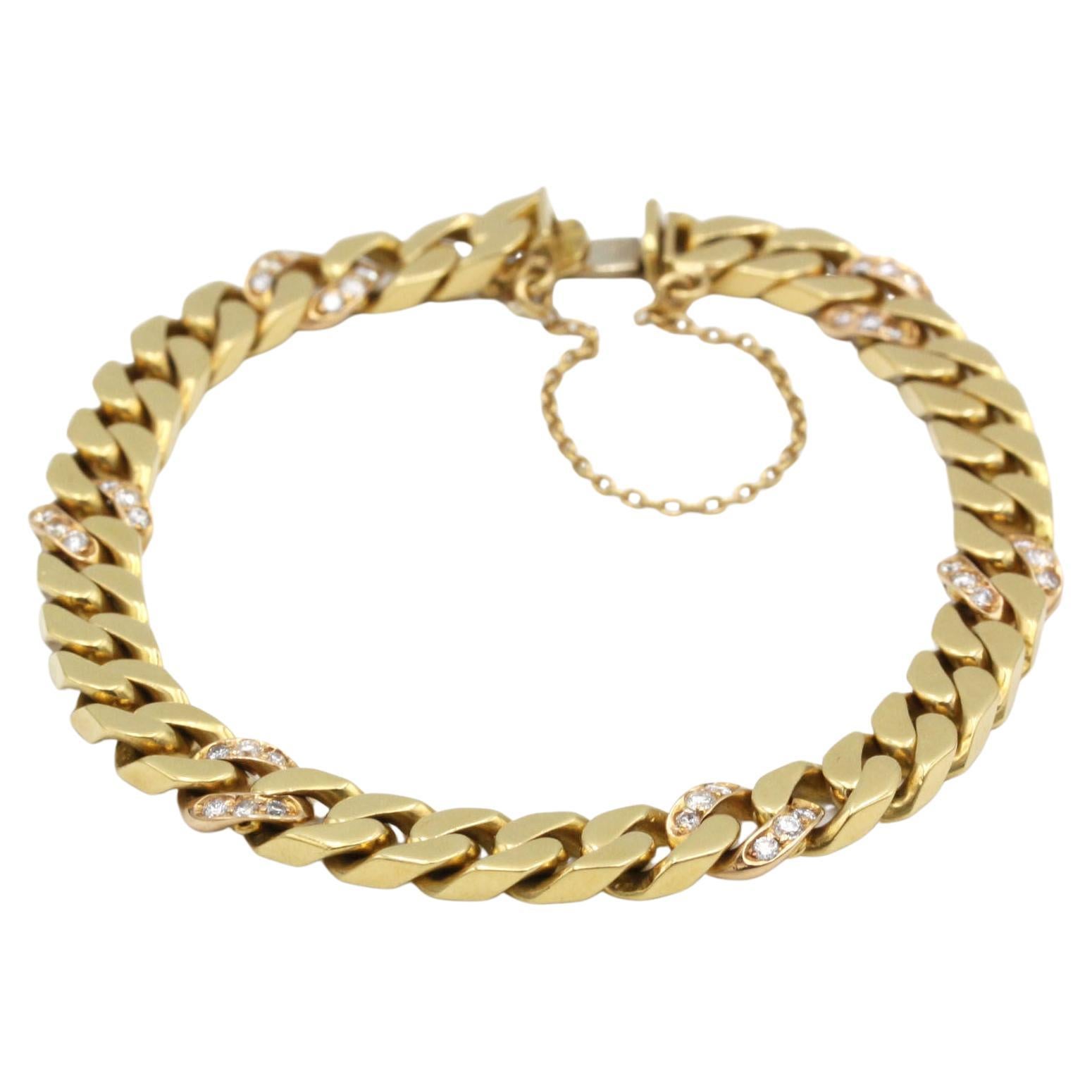 Vintage‐Inspired 18K Yellow Gold Curb Link Diamond Bracelet – 0.60 carats
