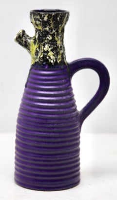 Vintage, Pitcher Fat Lava Hand Decorated Glaze, W-Germany, 1960s Signed