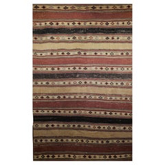 Kilim persan Shahsavan du début des années 1900 avec des couleurs aux tons de la terre du Sud-Ouest 