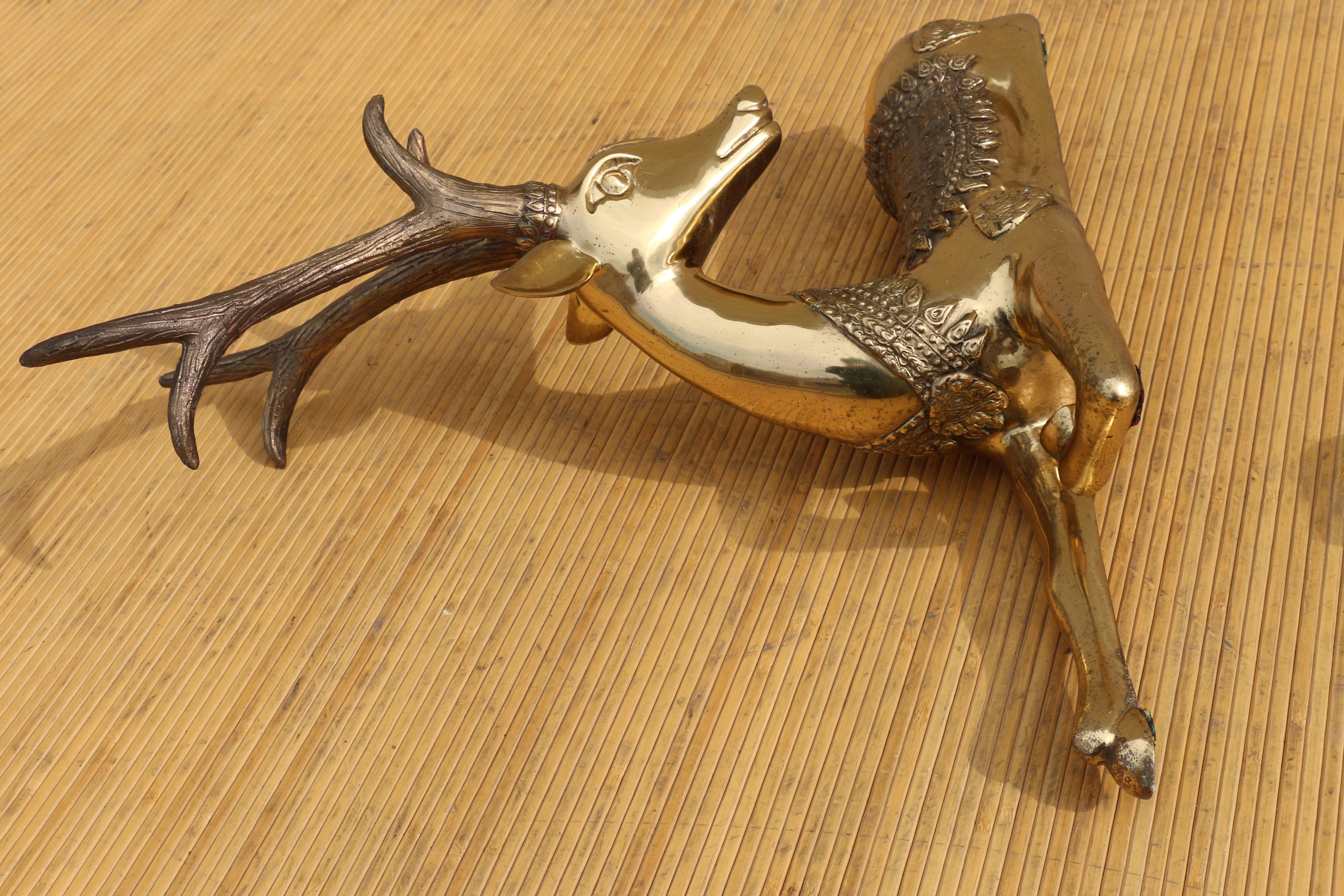 Coppia di antilopi/cervi in ottone Vintage By in vendita 4