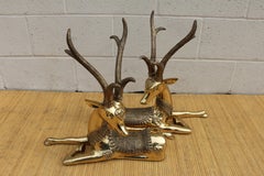 Vintages Pair of Brass Antelope/Deer