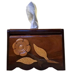 Vintage VintageScandinavian Folk Art Hand Towel Box in Mixed Woods, 1970s