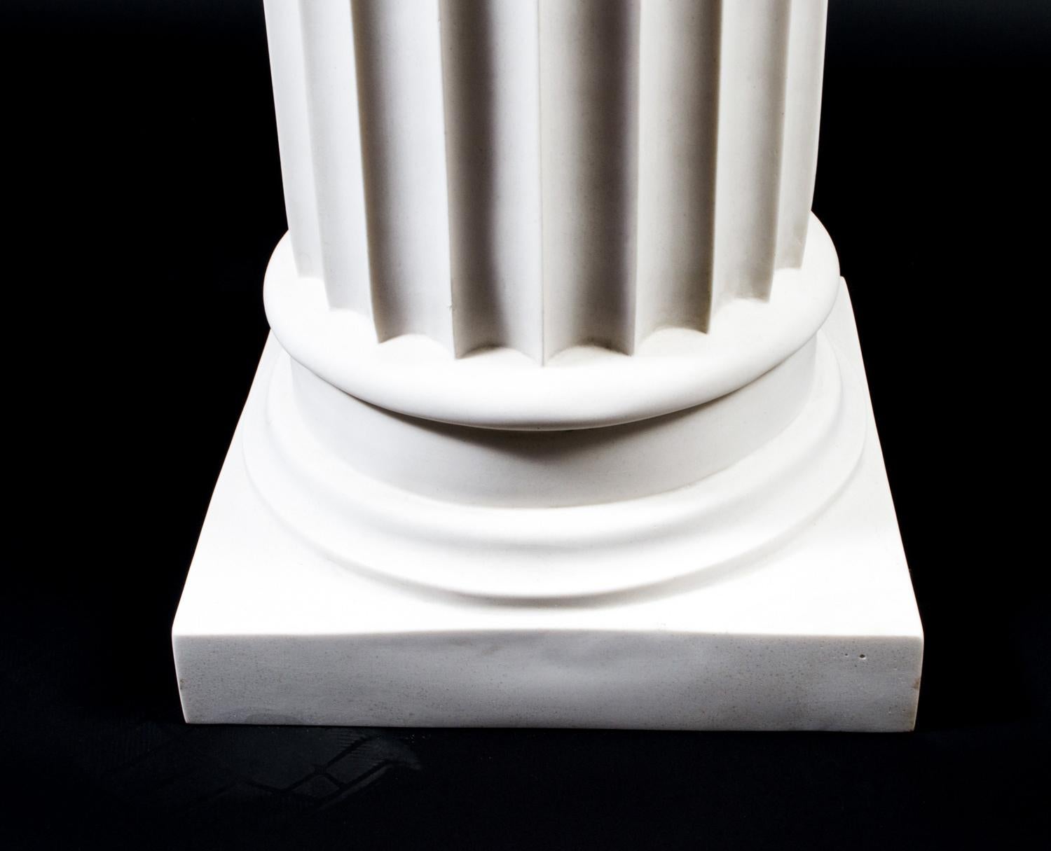 Late 20th Century Vintaget Grecian Composite Marble Doric Column Pedestal 20th C For Sale