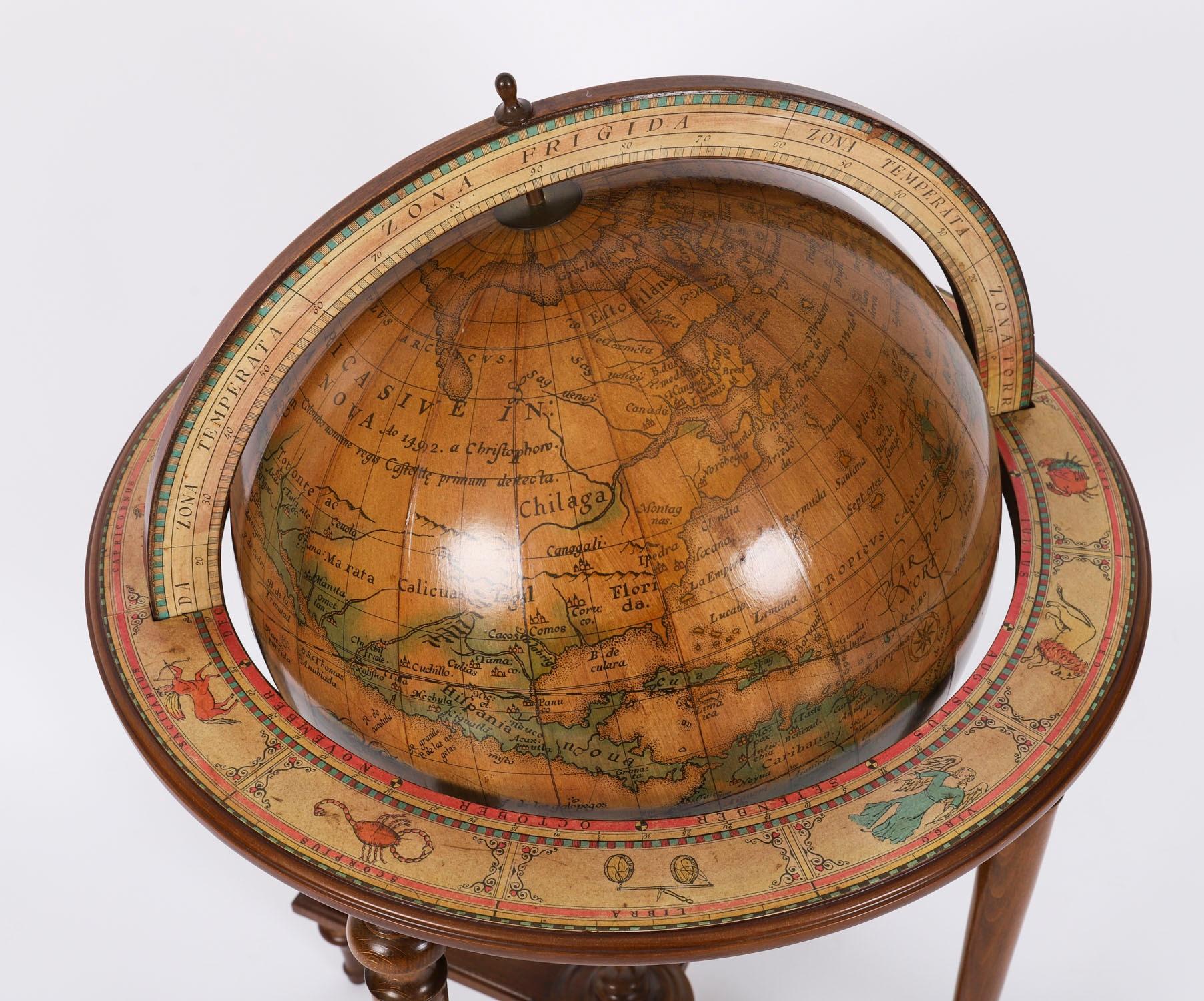VintageTerrestrial Library Globe on Stand Donati, Milano 20th Century 11