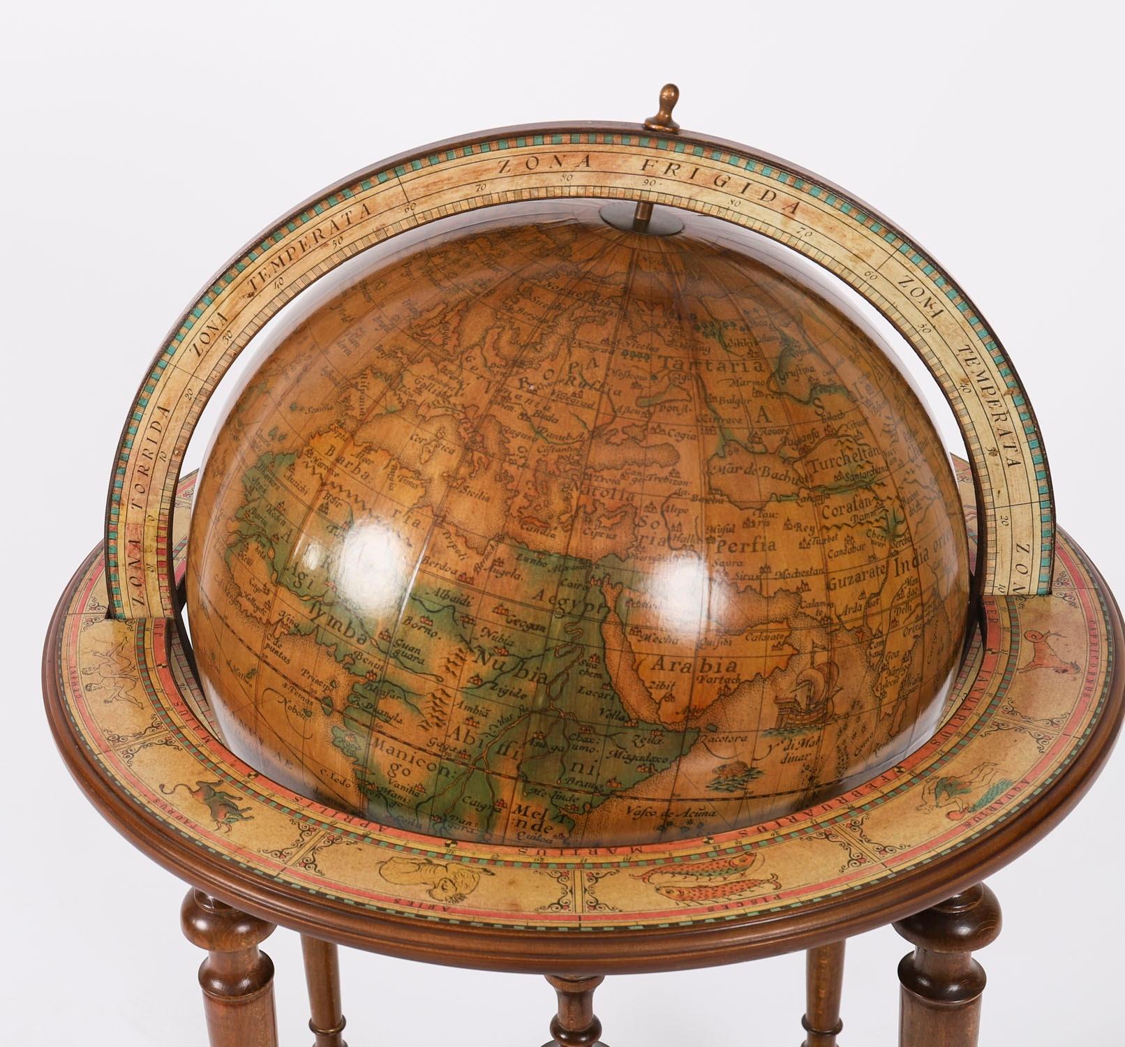 Italian VintageTerrestrial Library Globe on Stand Donati, Milano 20th Century