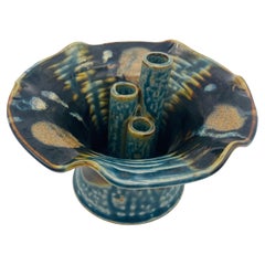 Vintake Ikebana Vase Pottery Signed J. Wilson