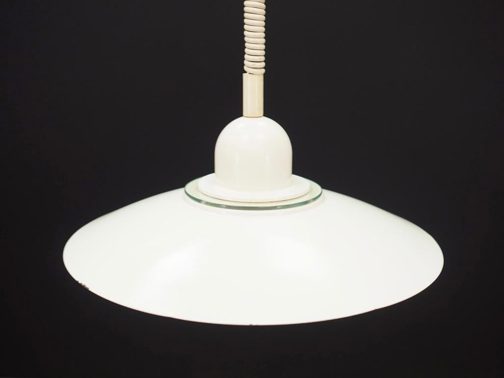 Vintage pendant lamp, Scandinavian design from the 1960s-1970s, made of metal, color - white. Preserved in good condition (small bruises and scratches) - directly for use.