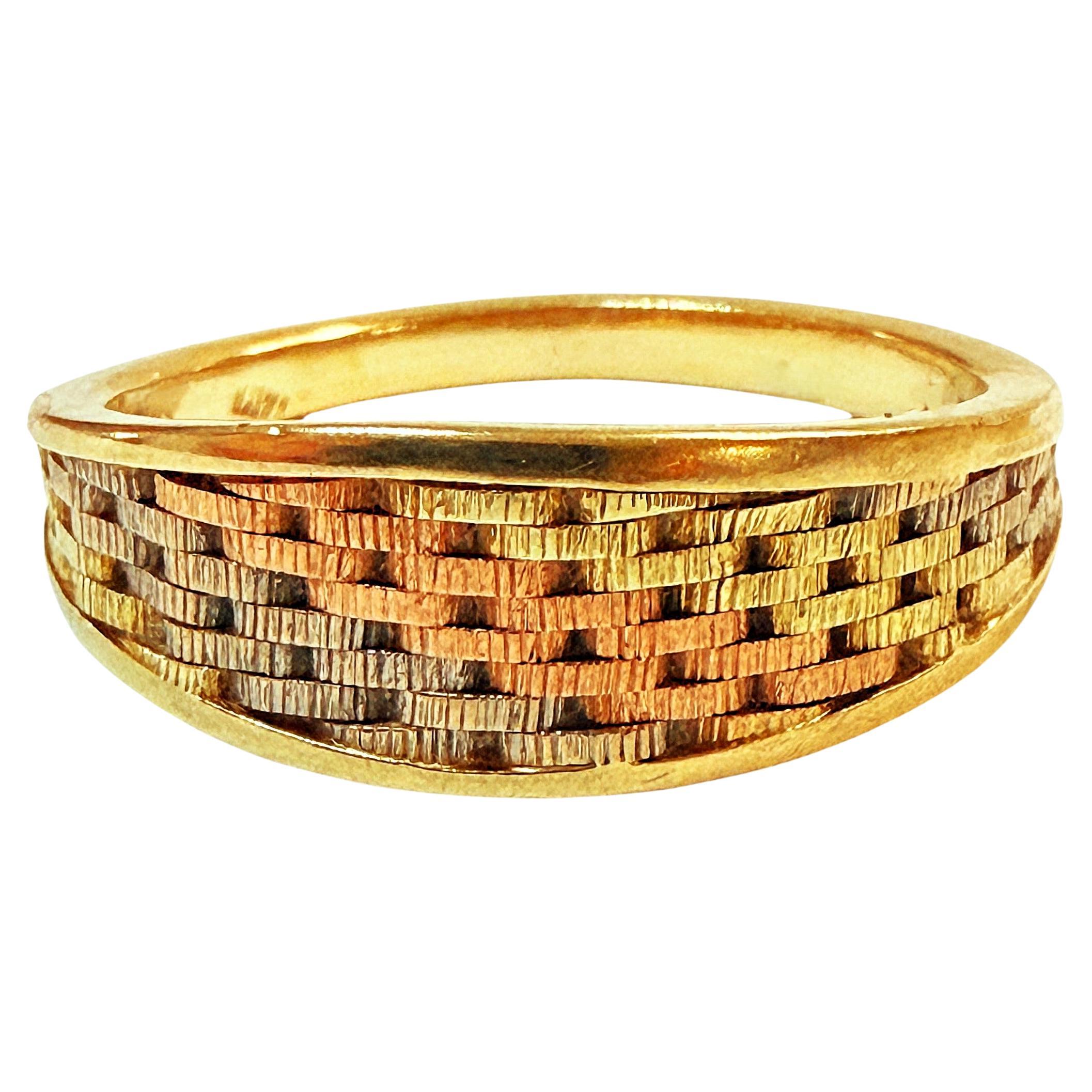 Vintgage 14k Multicolor Gold gewebt Band Ring Größe 6 im Angebot