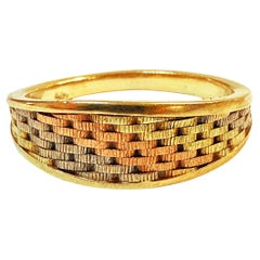 Vintgage 14k Multicolor Gold Woven Band Ring Size 6