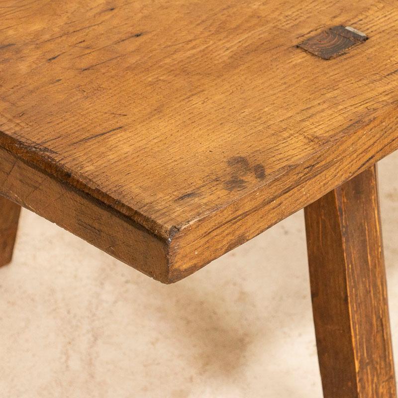 19th Century Vintgage Rustic Work Table Slab Wood Coffee Table with Splay Legs