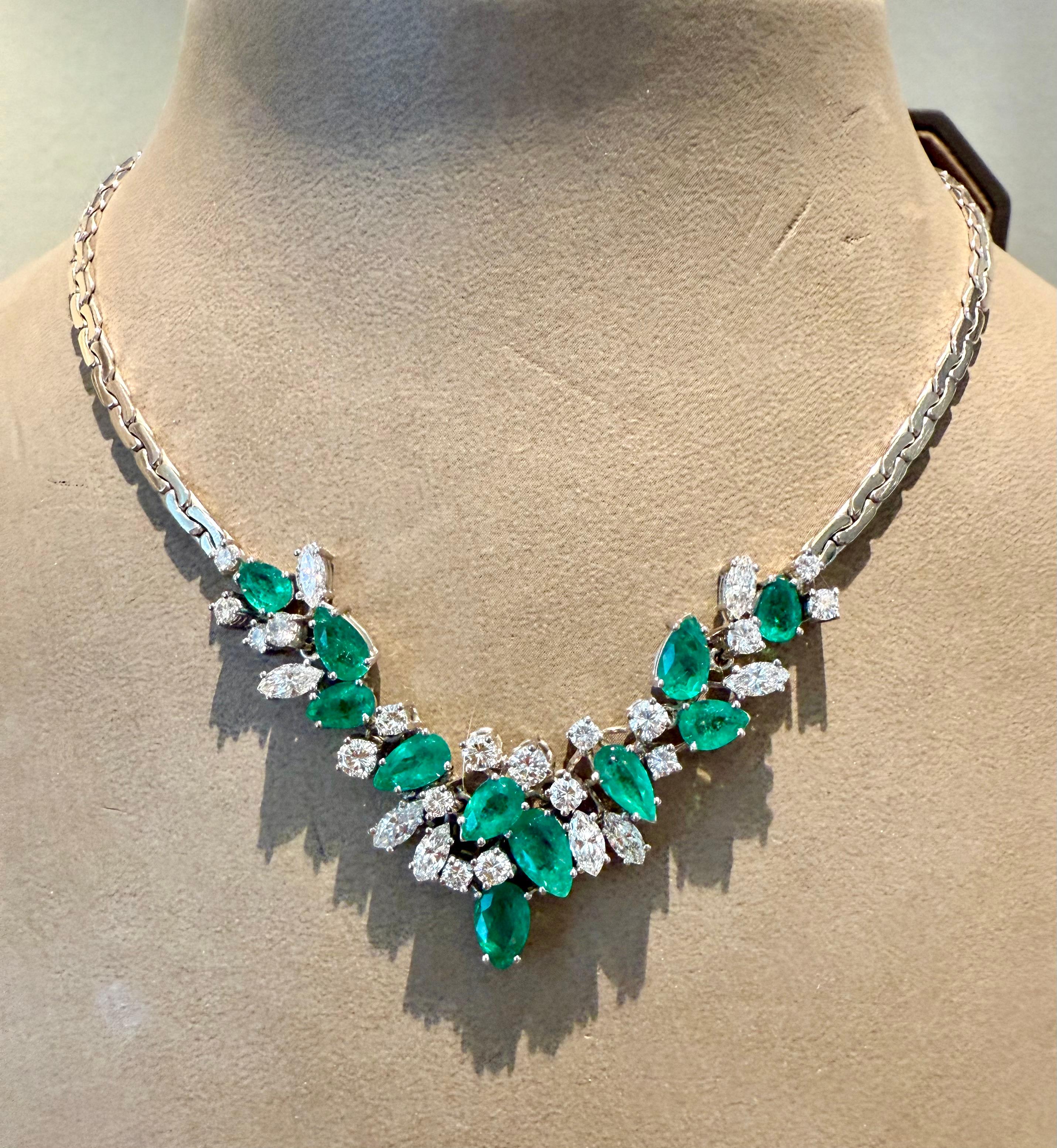 Vintge 1970 Collana a cascata in oro bianco 18 K con diamanti e smeraldi A. Kurz Switzerlad in vendita 6