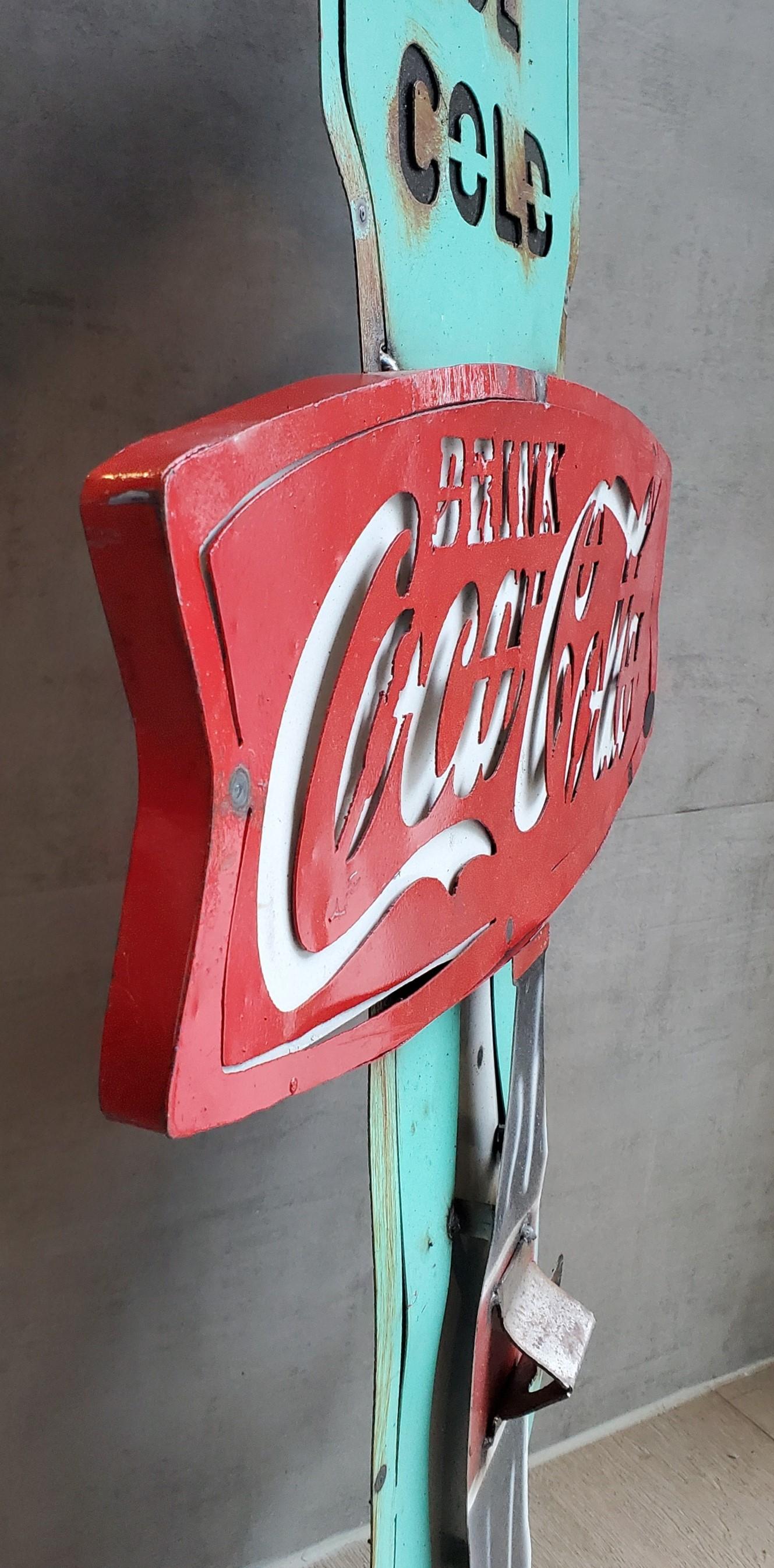 Modern Vintage 1950s Coca Cola Wall Hinging Bottle Opener Sign For Sale