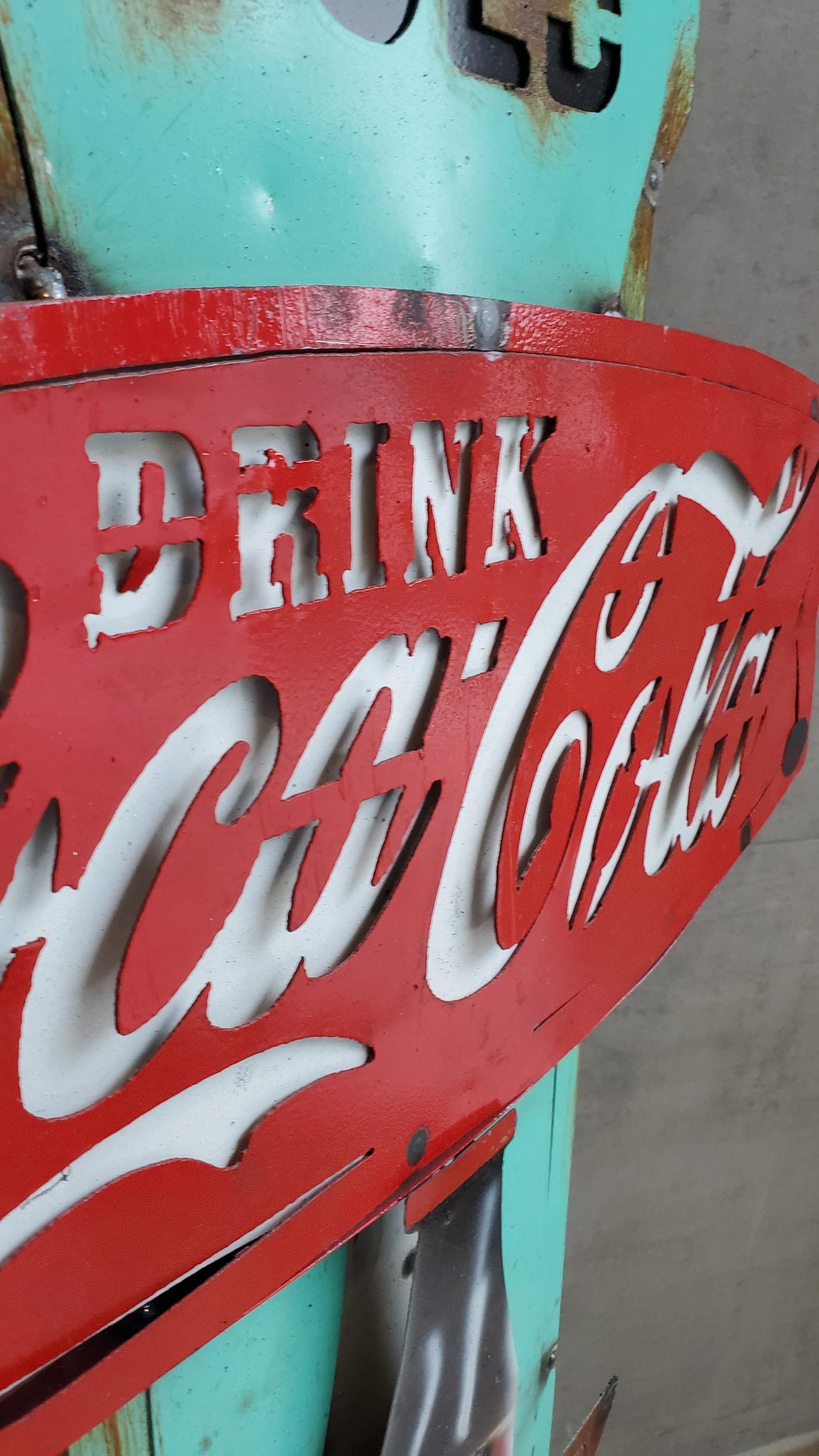 American Vintage 1950s Coca Cola Wall Hinging Bottle Opener Sign For Sale