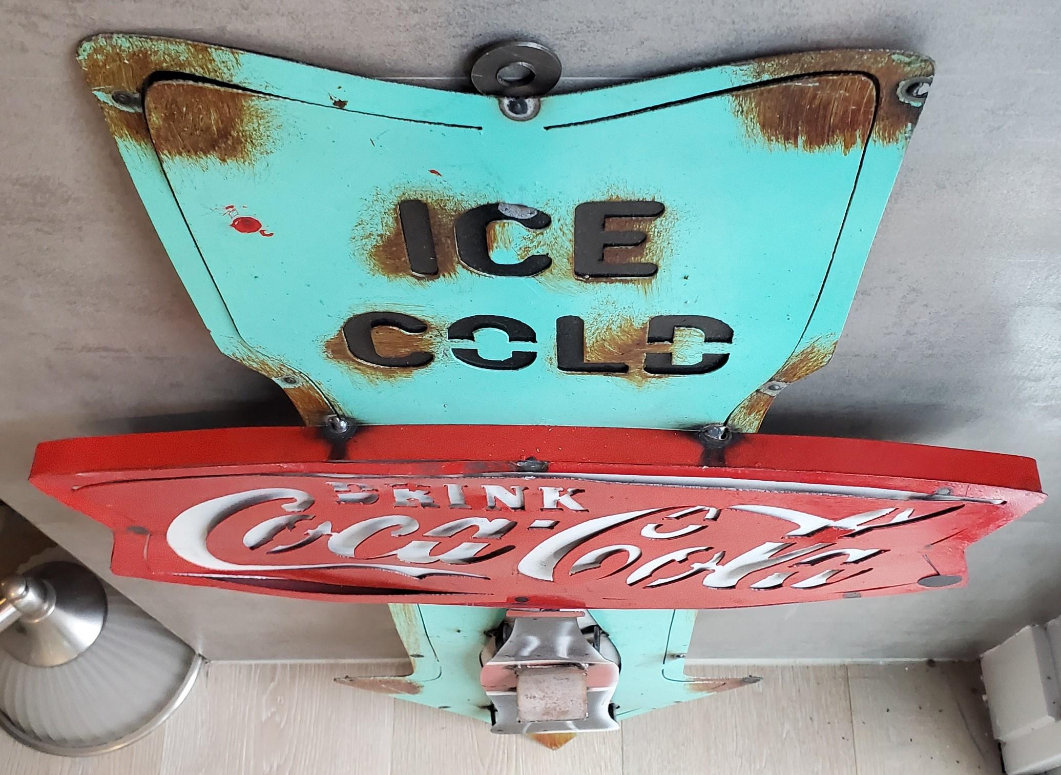 20th Century Vintage 1950s Coca Cola Wall Hinging Bottle Opener Sign For Sale