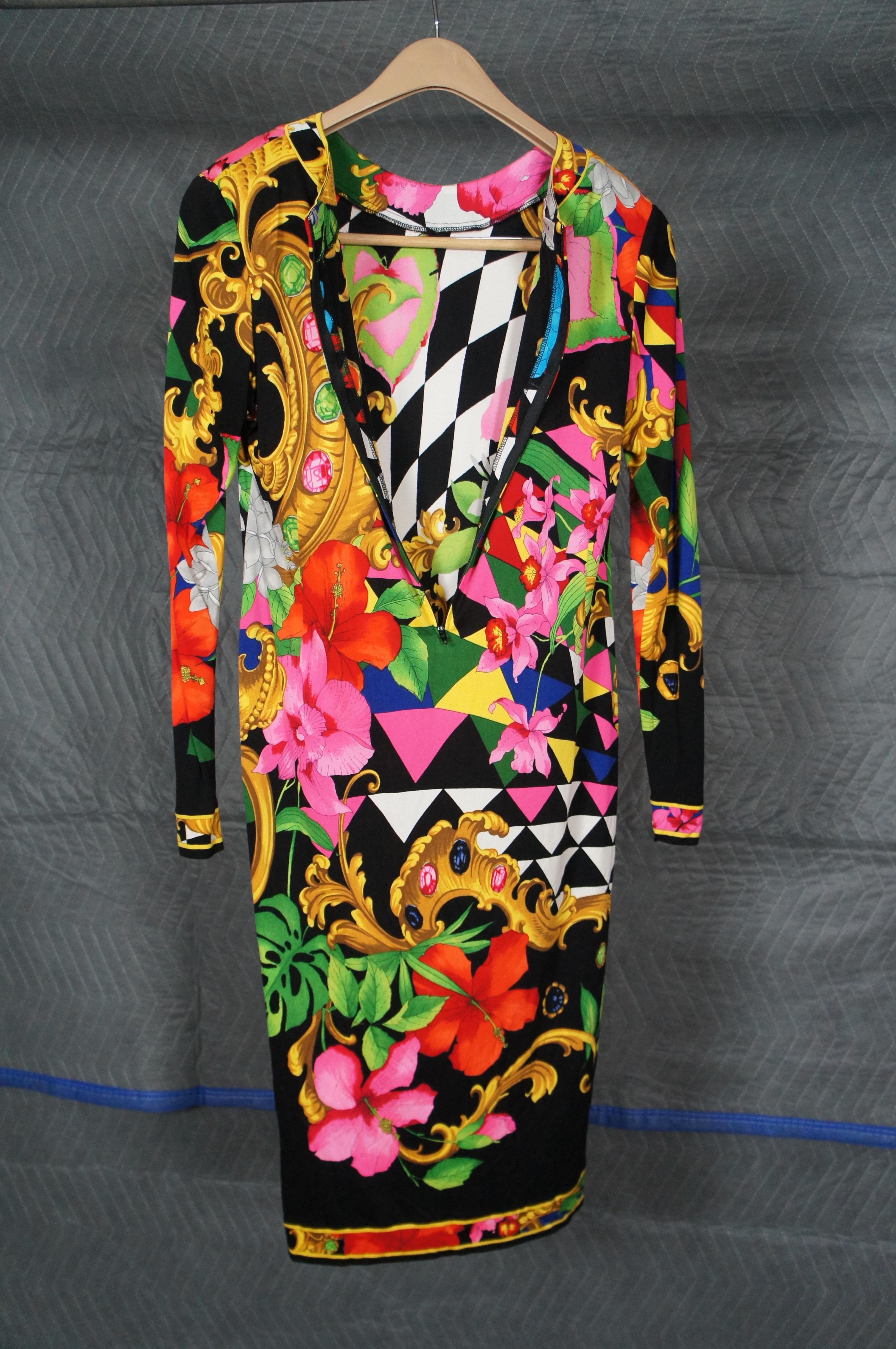 Vintge Leonard Paris France Long Sleeve Jersey Mikado 100% Silk Dress For Sale 4