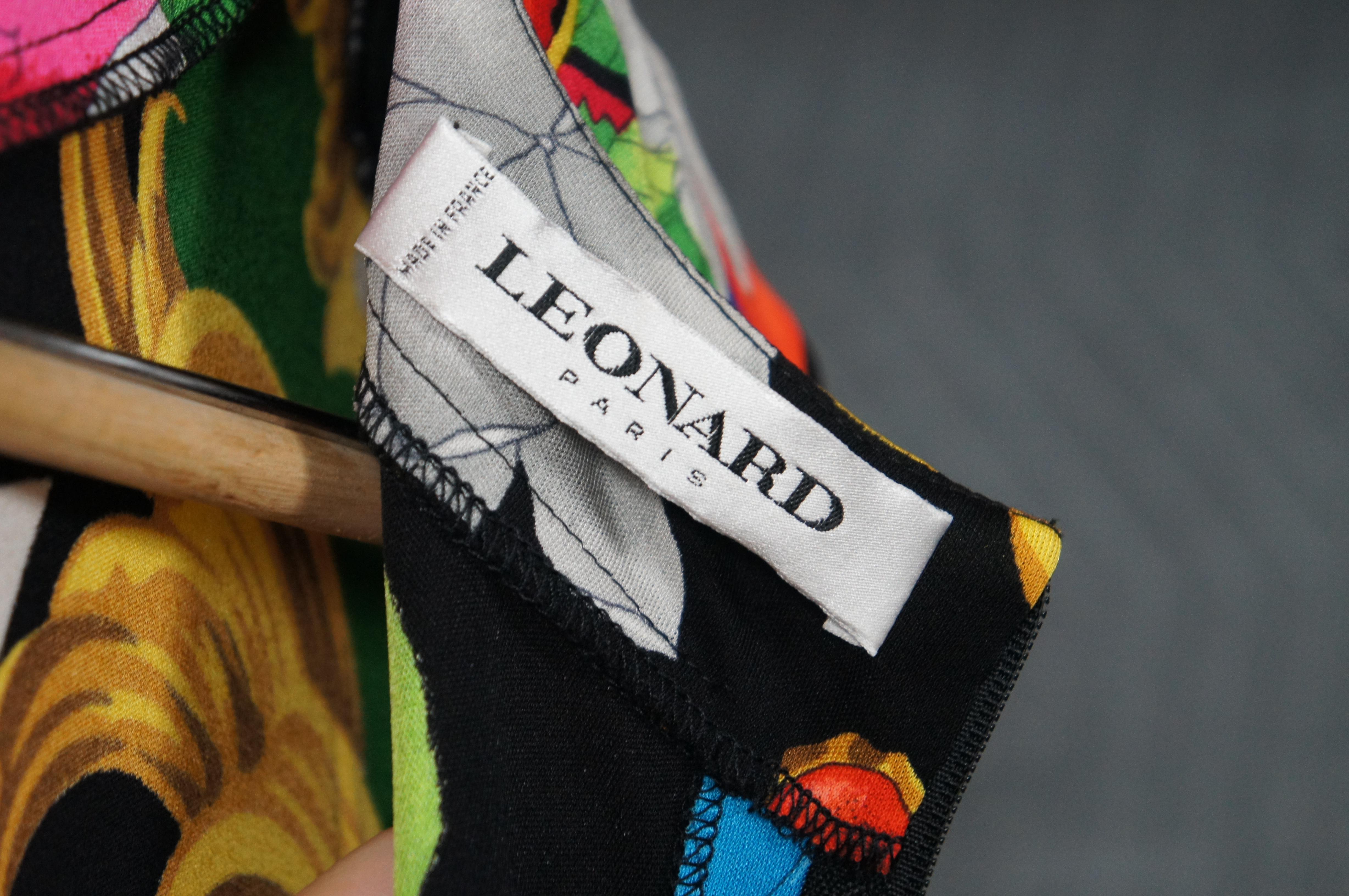 Vintge Leonard Paris France Long Sleeve Jersey Mikado 100% Silk Dress For Sale 5