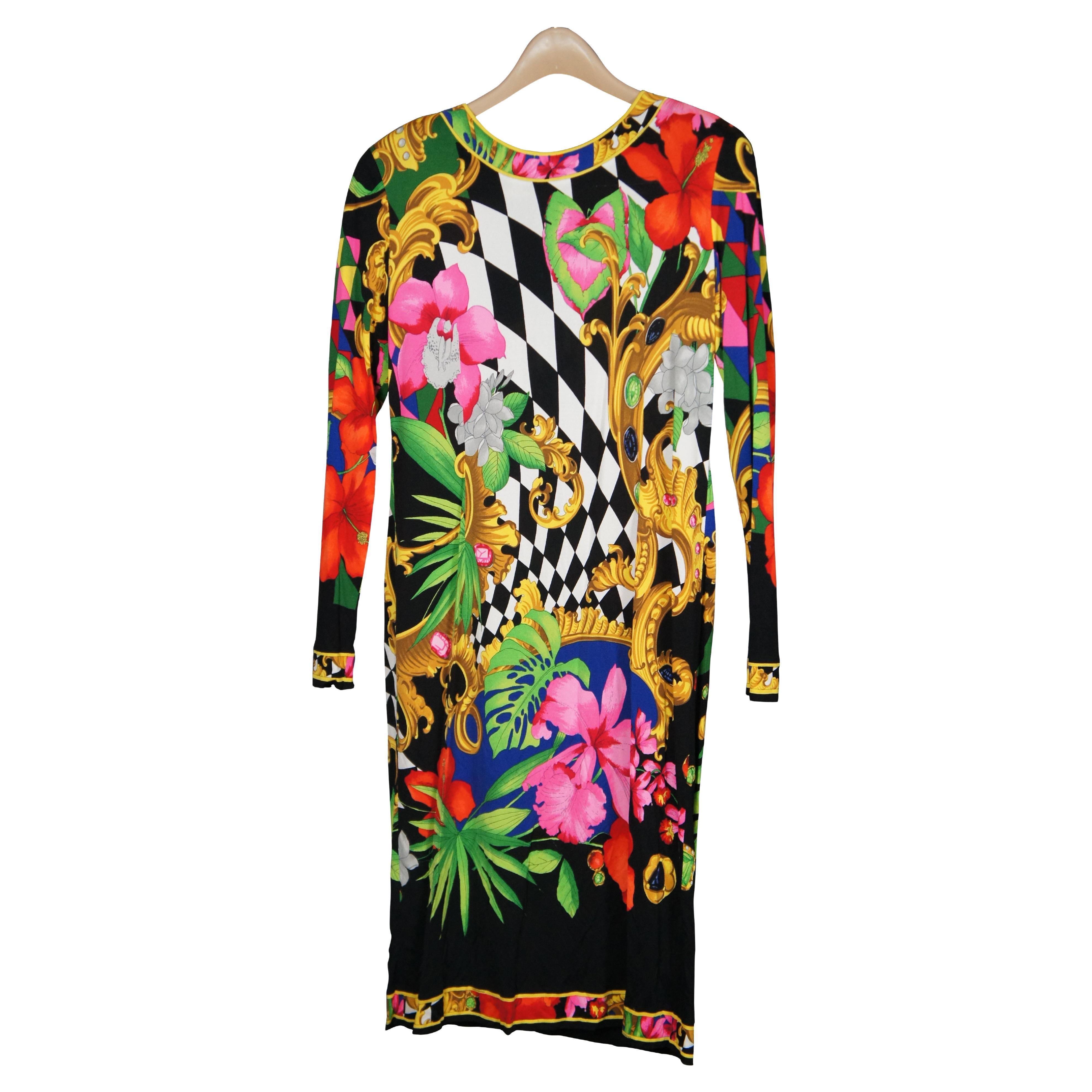 Vintge Leonard Paris France Long Sleeve Jersey Mikado 100% Silk Dress For Sale