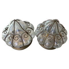 Vintge Murano Italienisch Flush Mount Ceiling Lights Cage Glas Kronleuchter