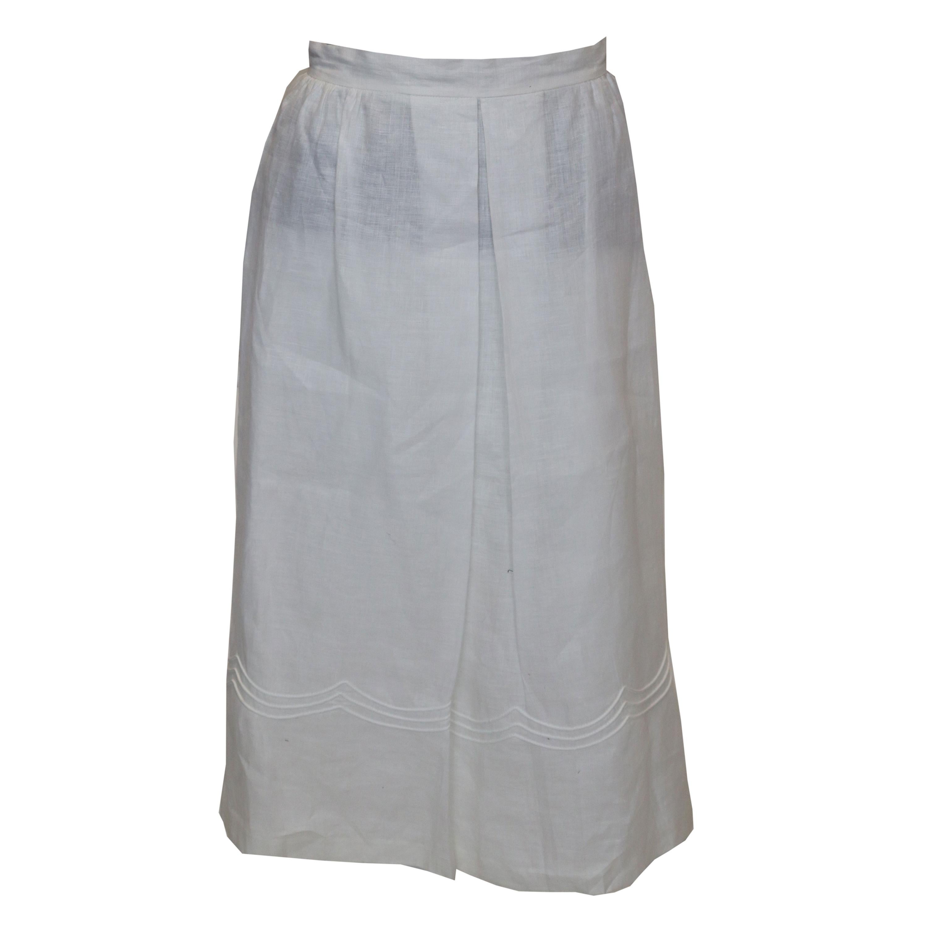 Vintge White Linen Skirt by Della Porta For Sale